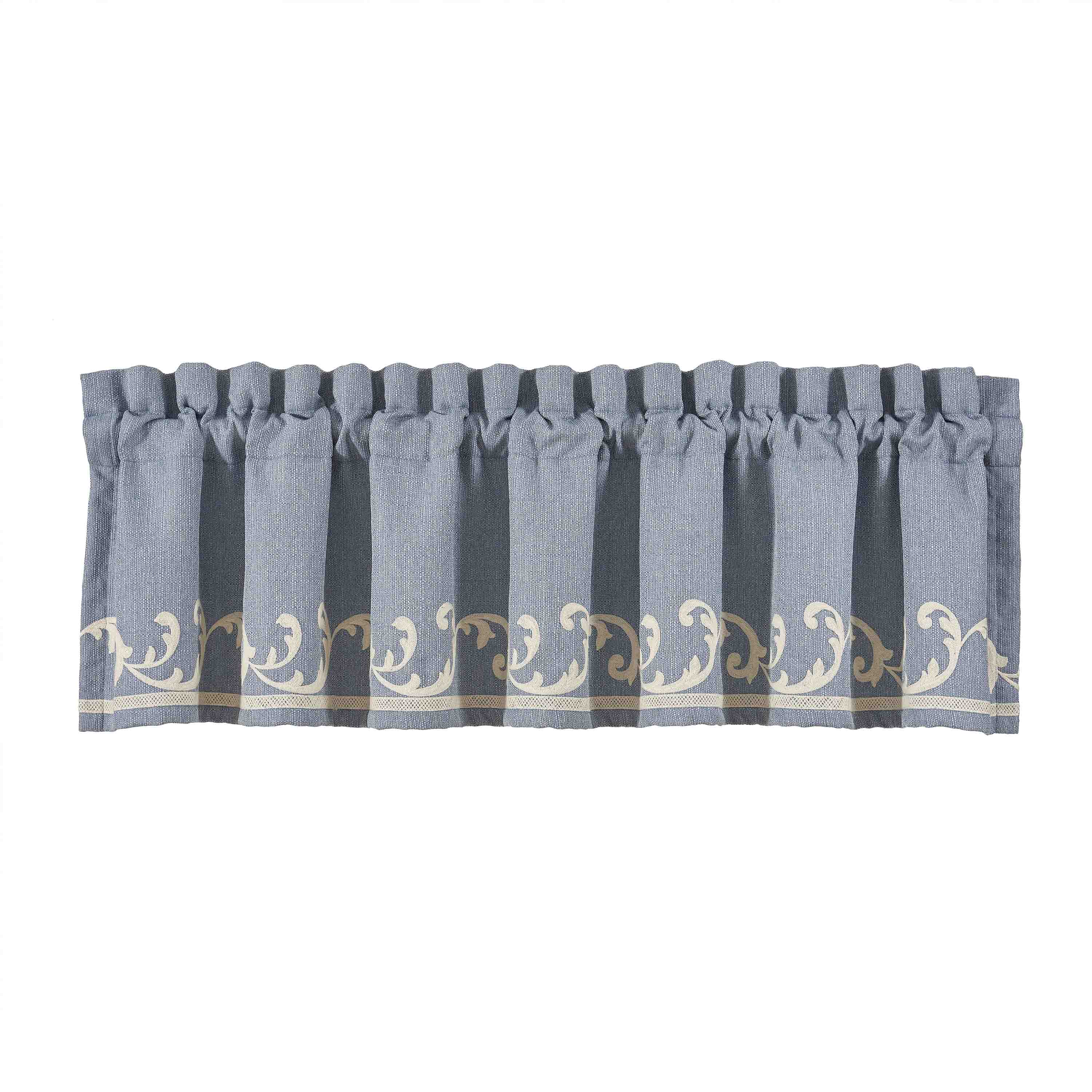 Aurora Blue Window Straight Window Valance By J Queen Window Valances By J. Queen New York