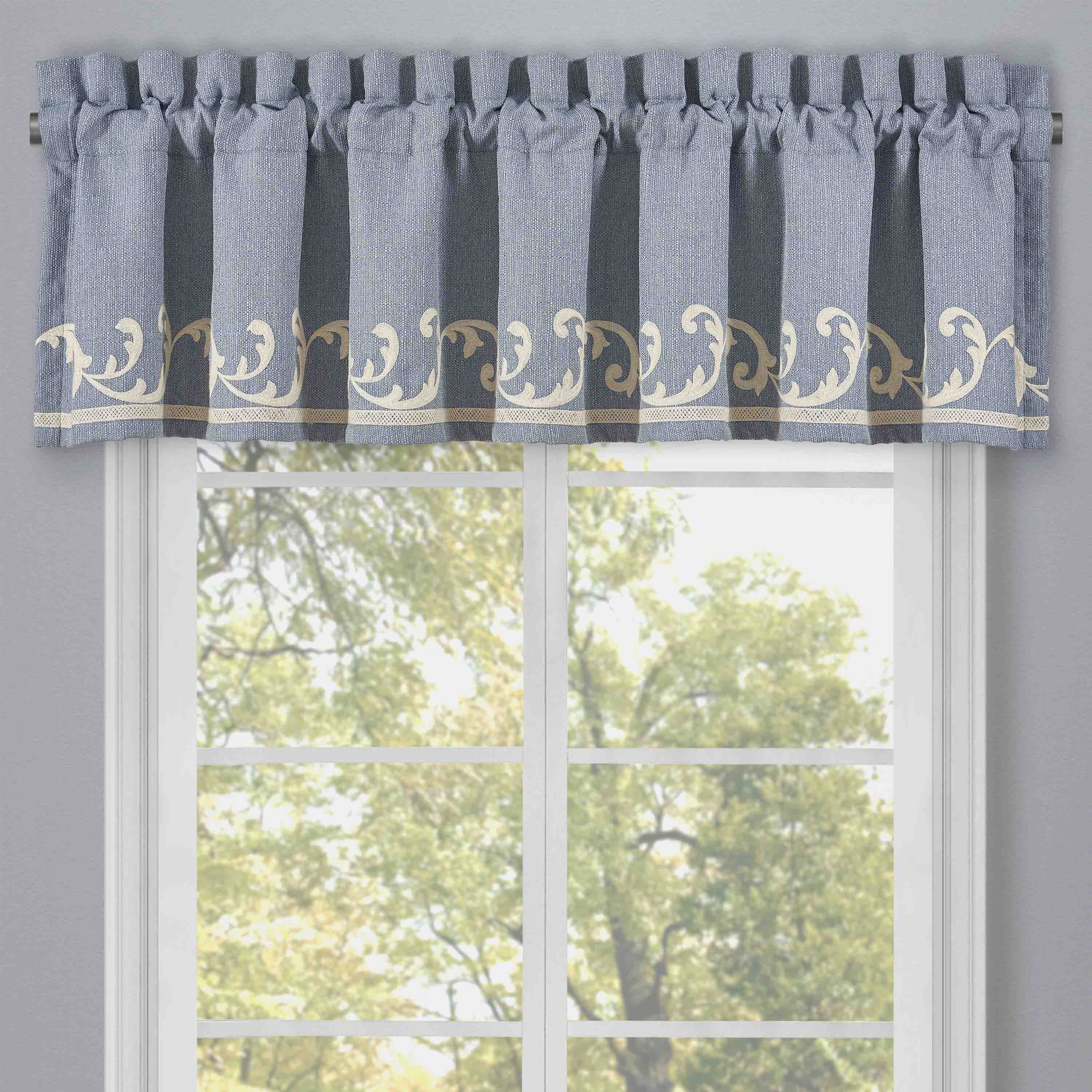 Aurora Blue Window Straight Window Valance By J Queen Window Valances By J. Queen New York