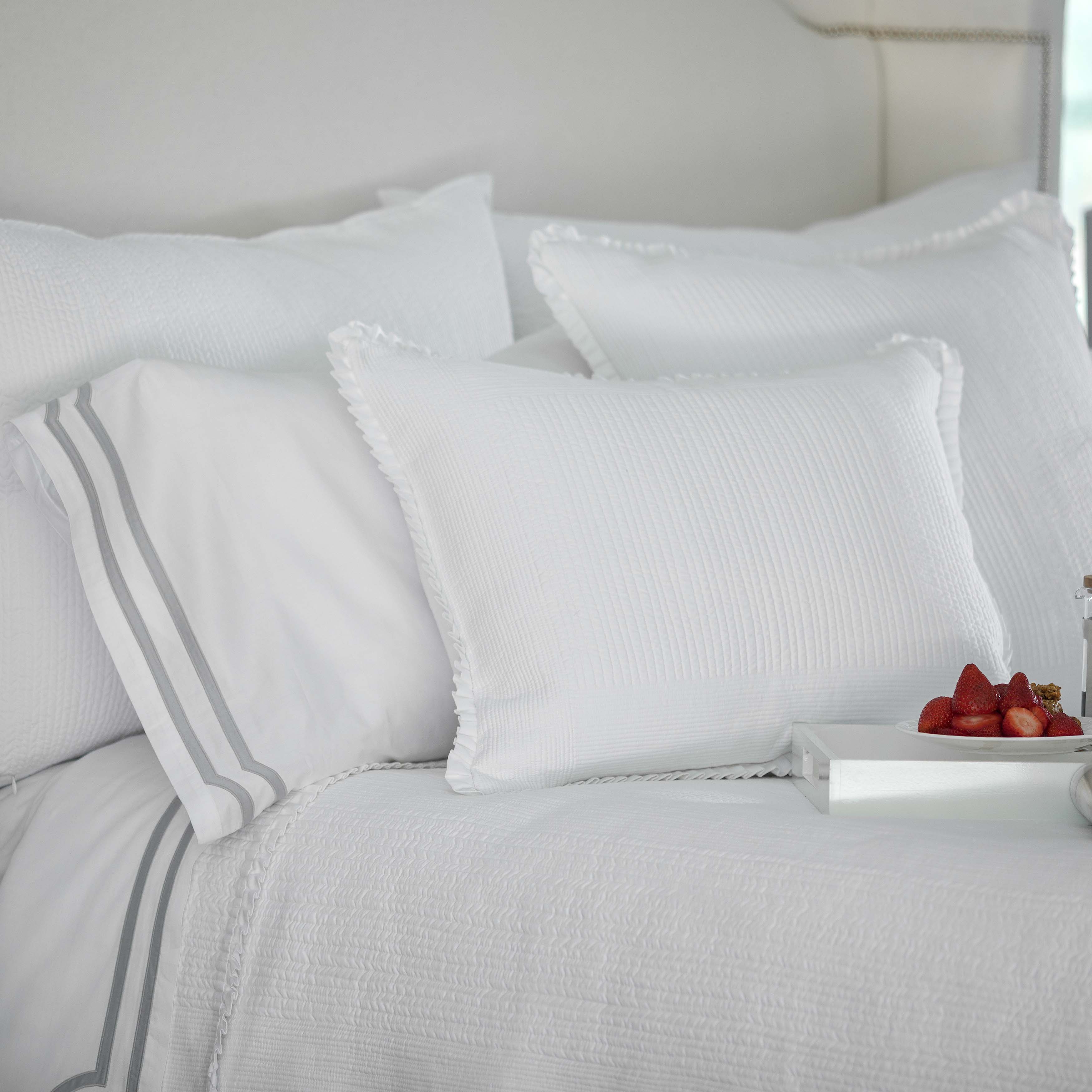 Battersea White Cotton Quilted Coverlet Coverlet By Lili Alessandra