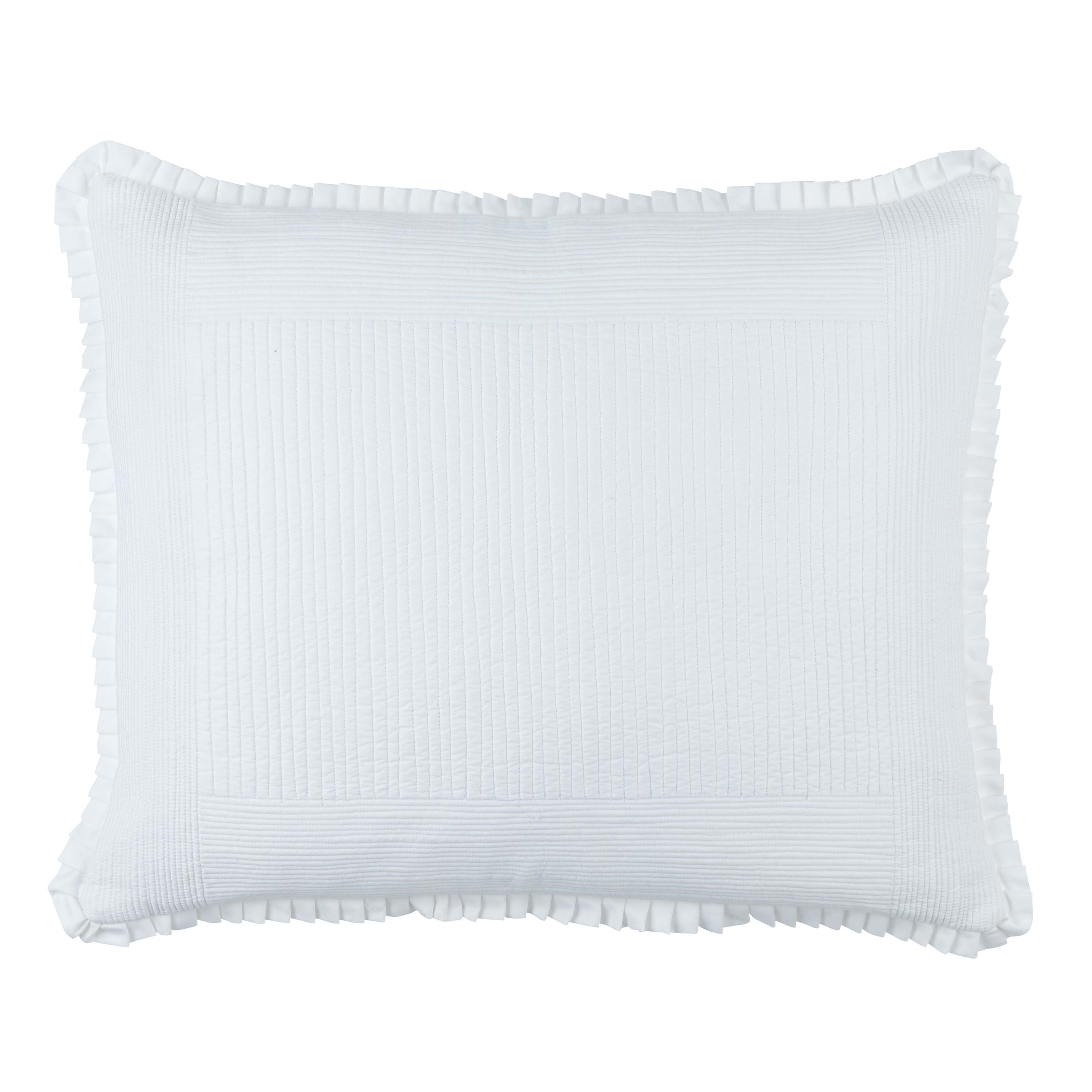 Battersea White Cotton Quilted Pillow Throw Pillows By Lili Alessandra