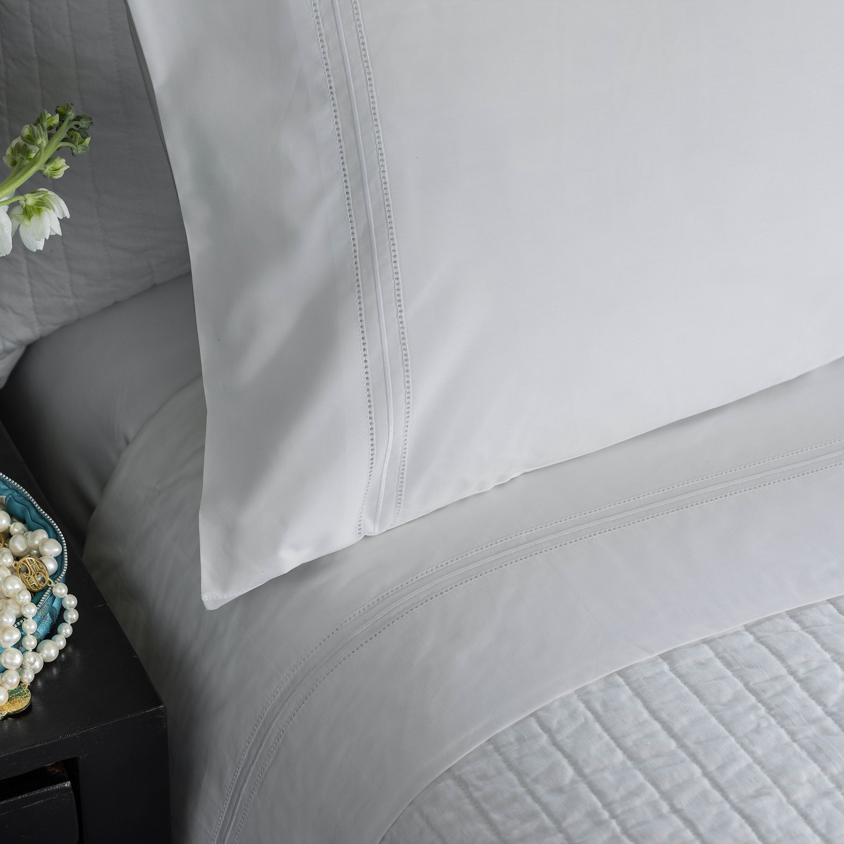 Bella White Double Hem Stitch Pillowcase Set Pillowcase By Lili Alessandra