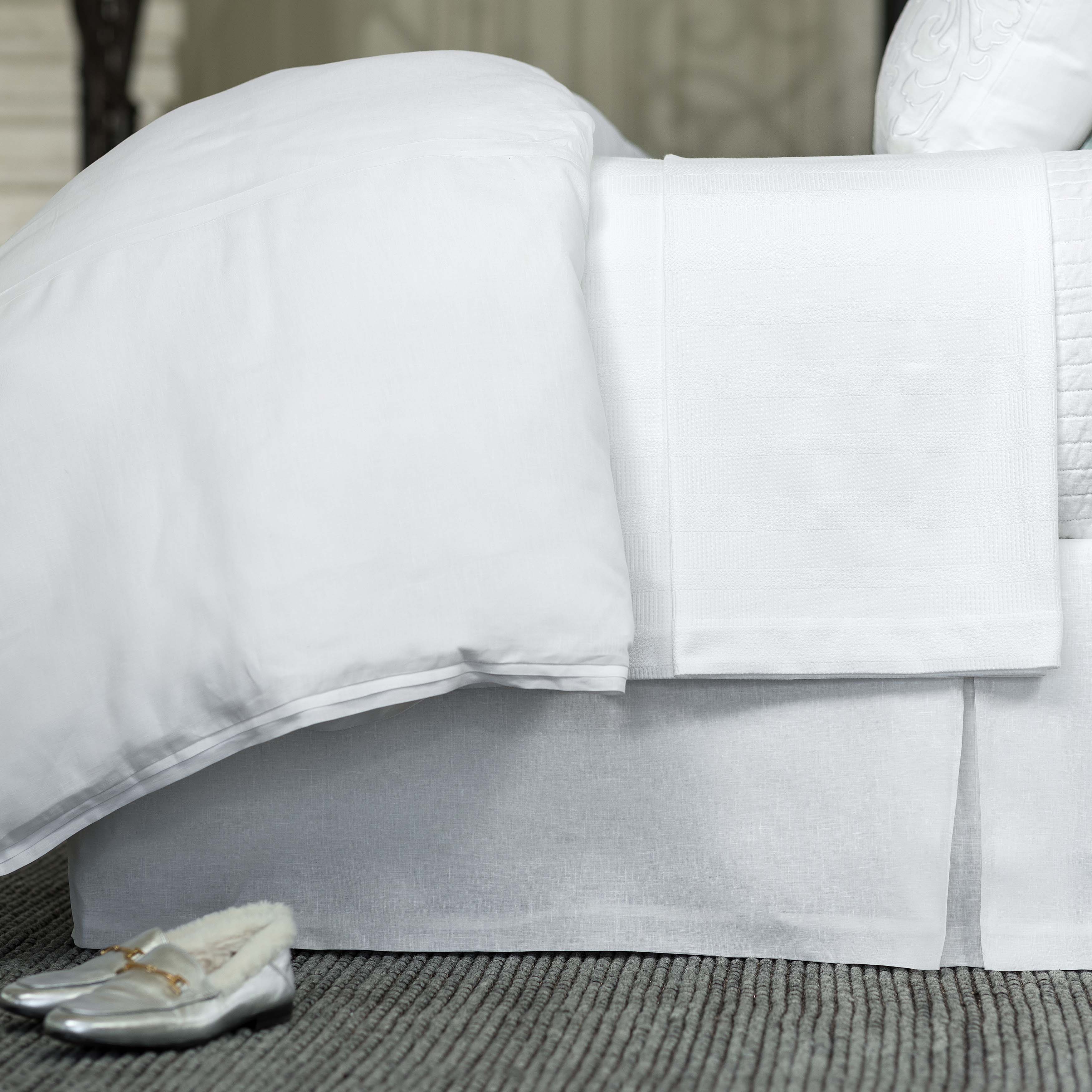 Bloom White Linen Bedskirt Bedskirt By Lili Alessandra