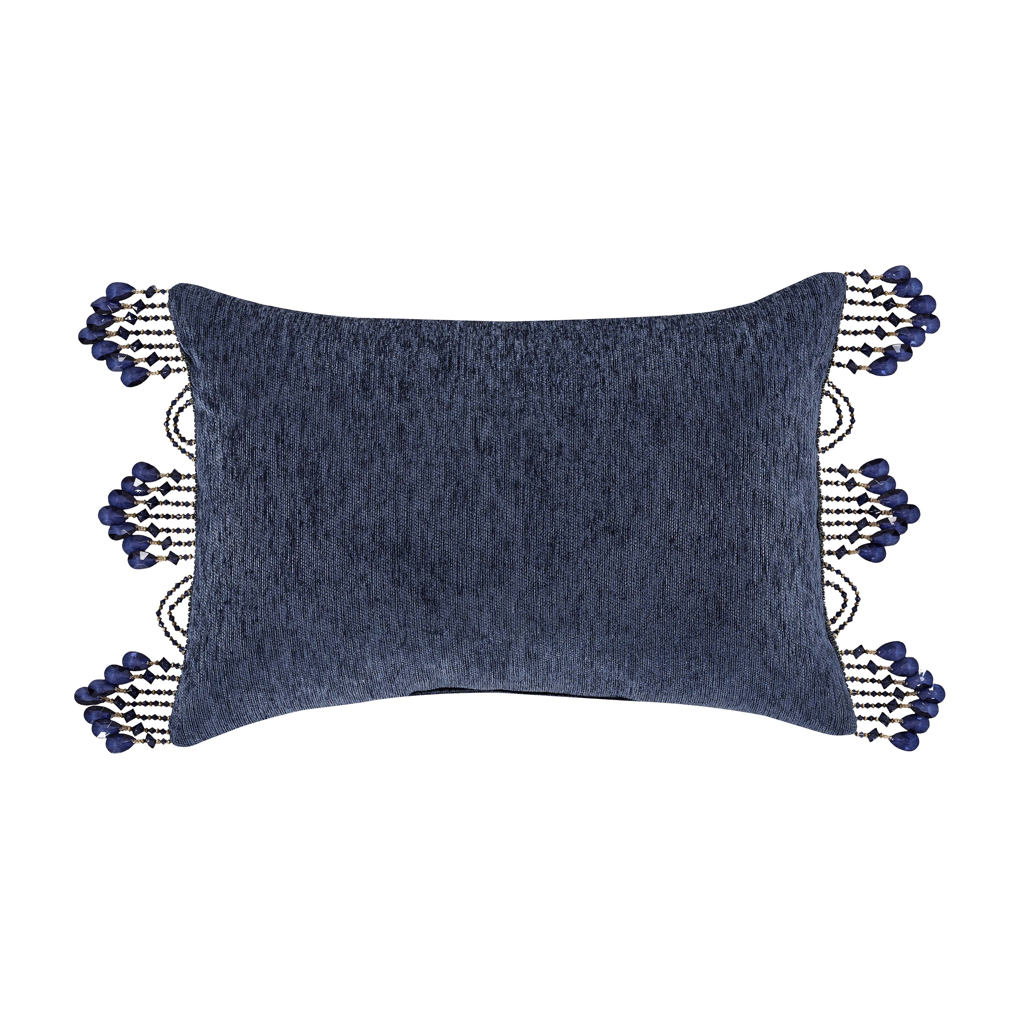Botticelli Navy Boudoir Decorative Throw Pillow 22" x 15" By J Queen Throw Pillows By J. Queen New York