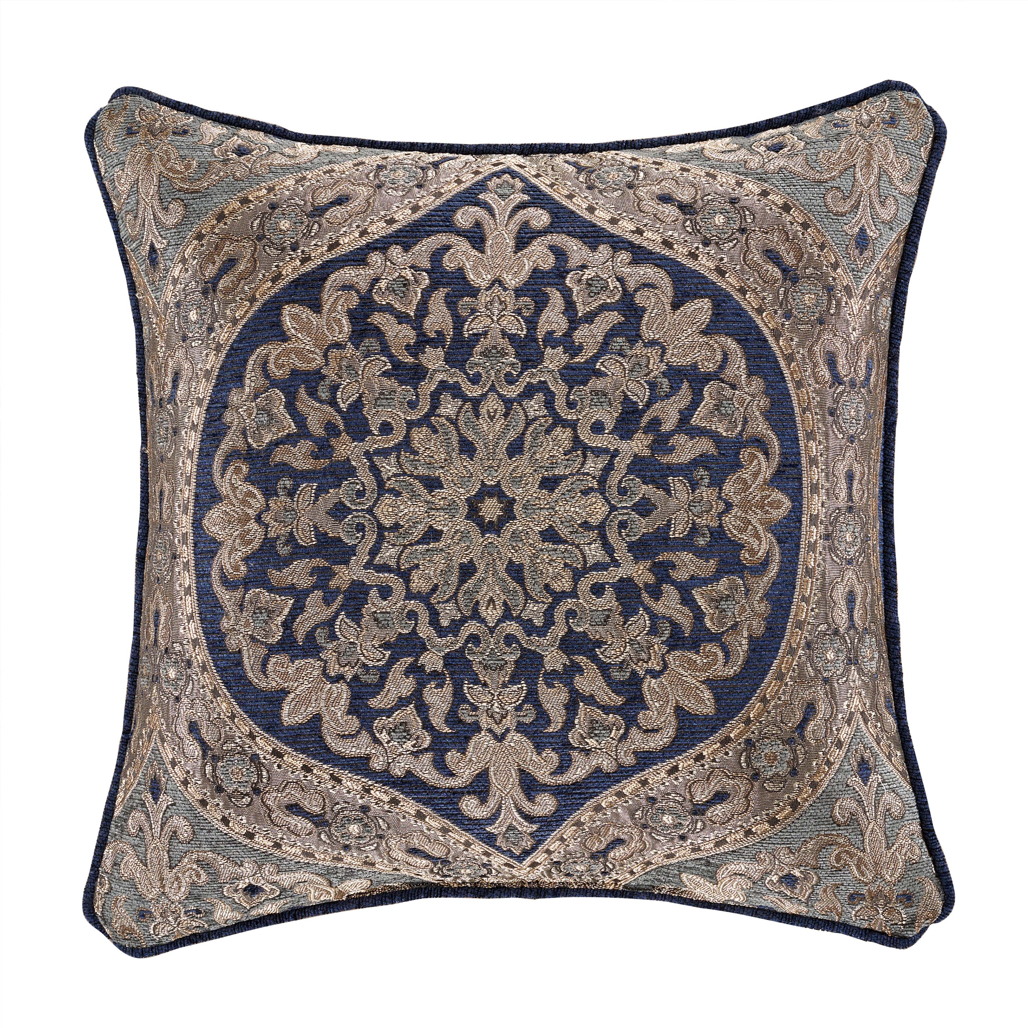 Botticelli Navy Square Decorative Throw Pillow 18" x 18" By J Queen Throw Pillows By J. Queen New York