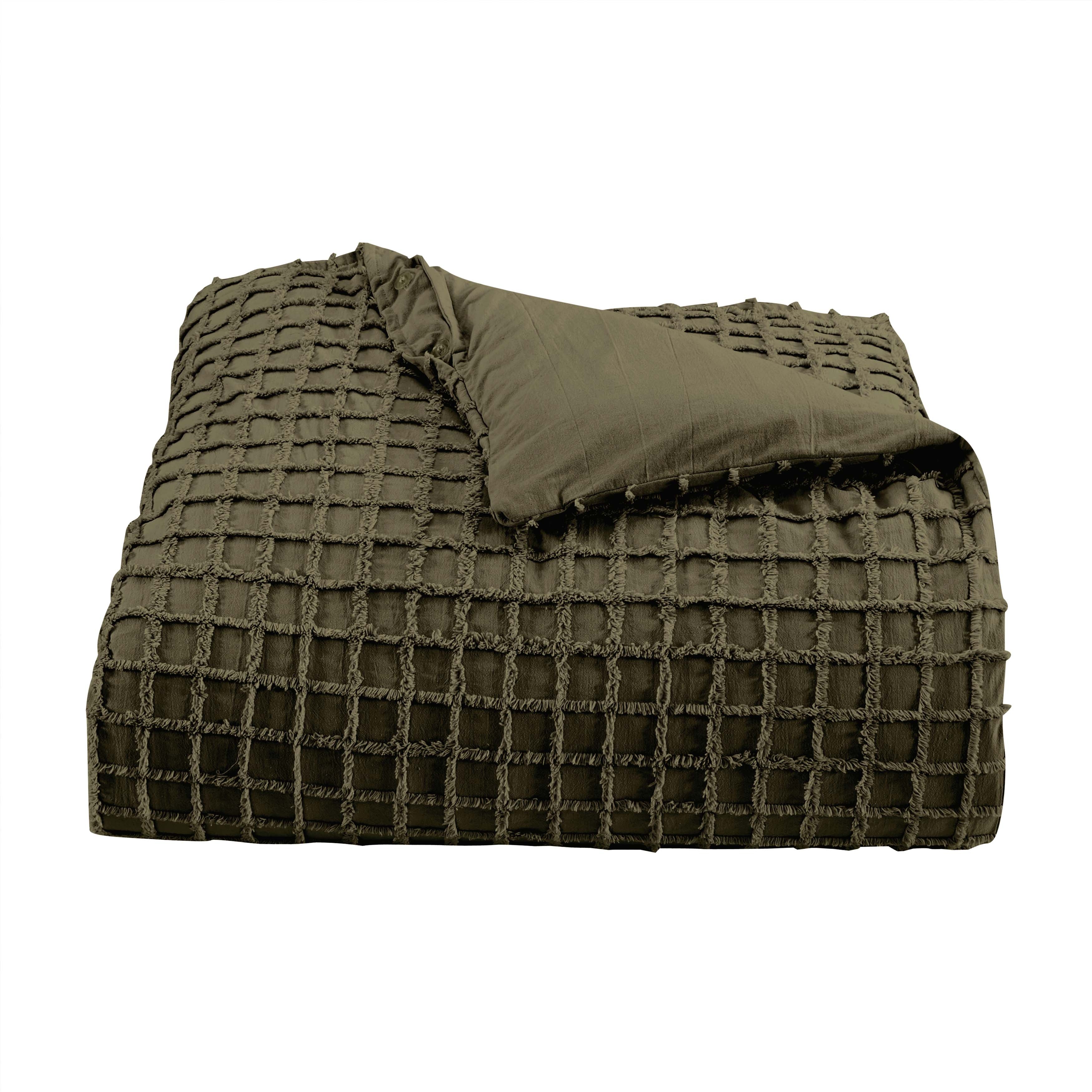 Cameron Olive 3-Piece Duvet Cover Set By J Queen Duvet Covers By J. Queen New York