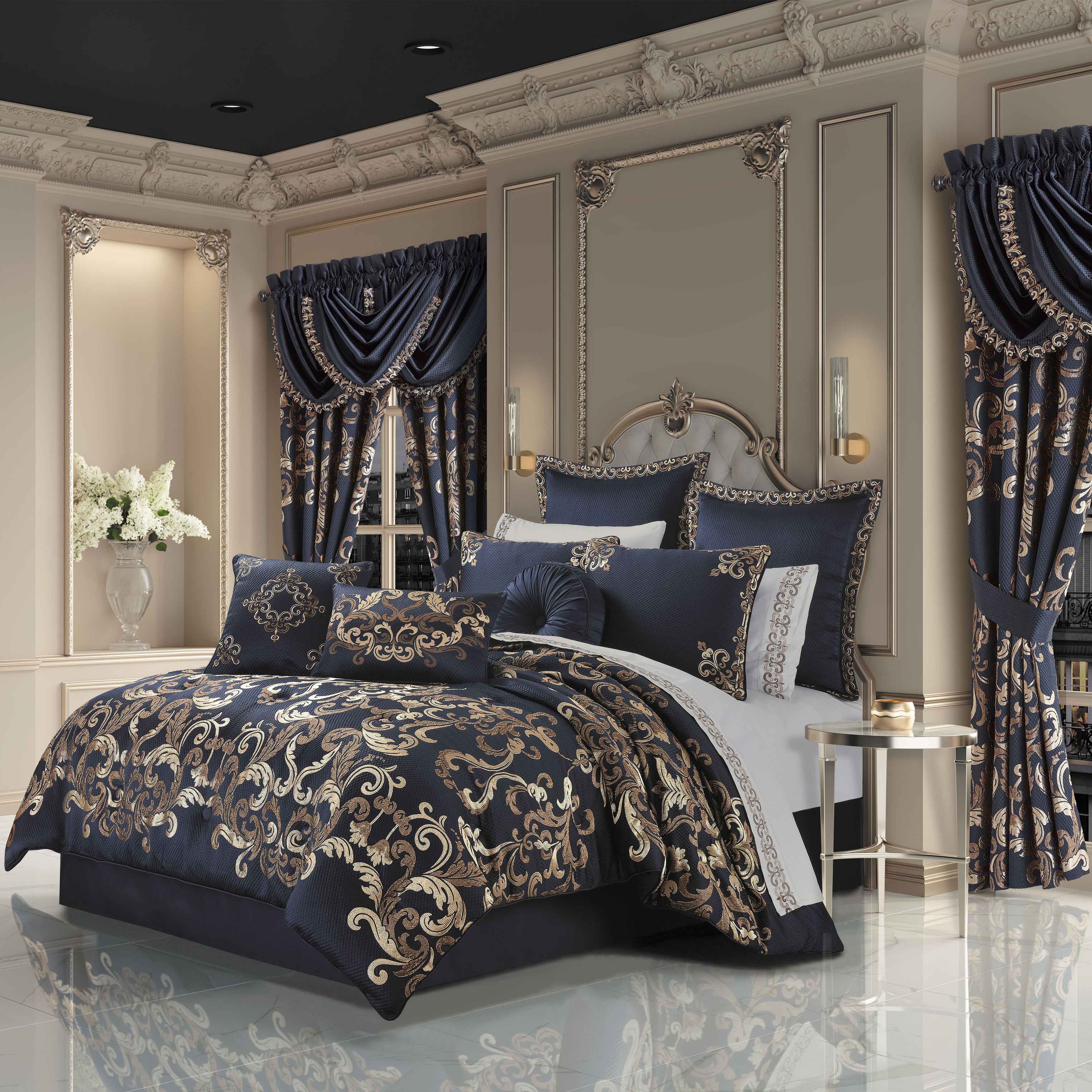 Caruso Blue 4-Piece Comforter Set Comforter Sets By J. Queen New York