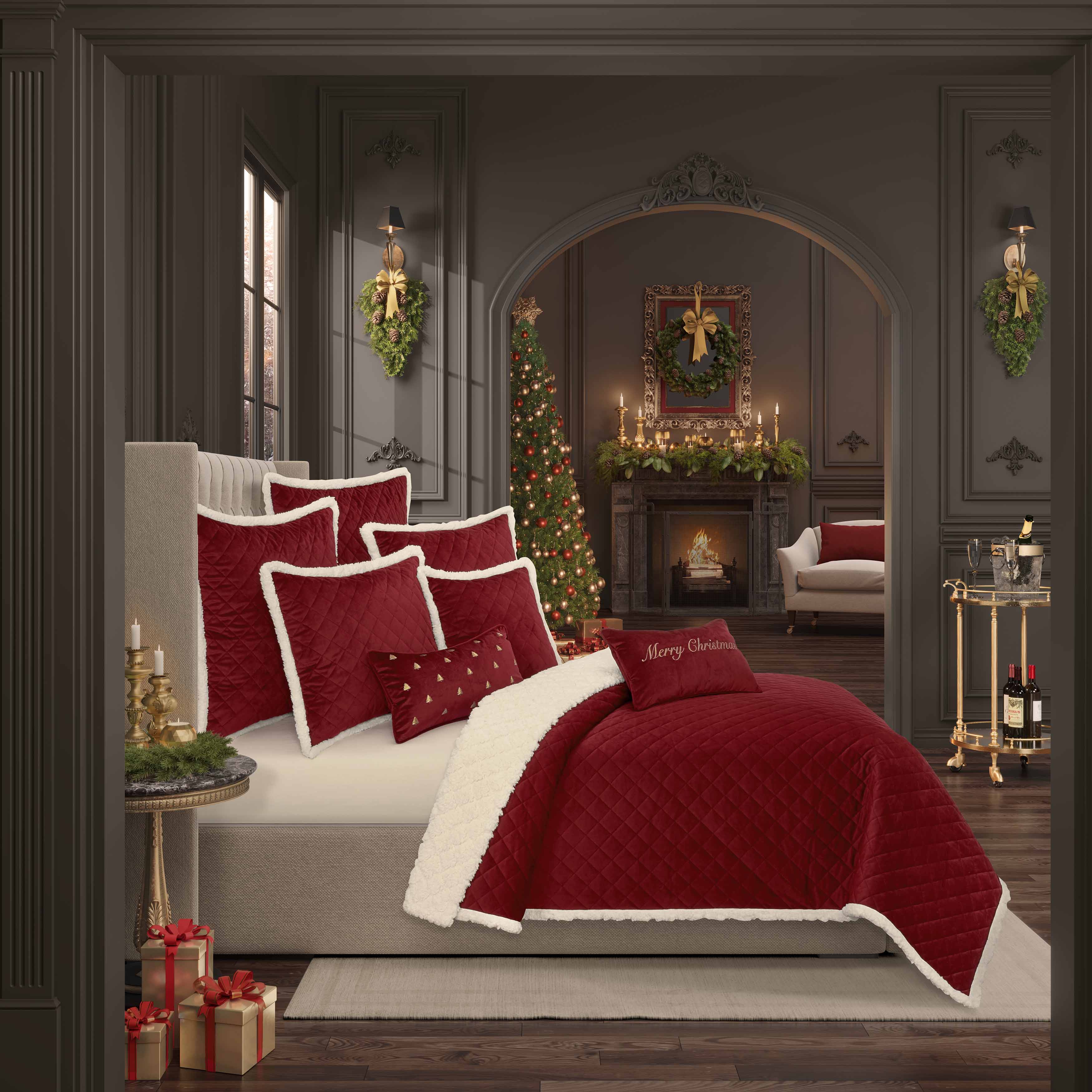 Casey Sherpa Crimson 3-Piece Quilt Set Quilt Sets By J. Queen New York