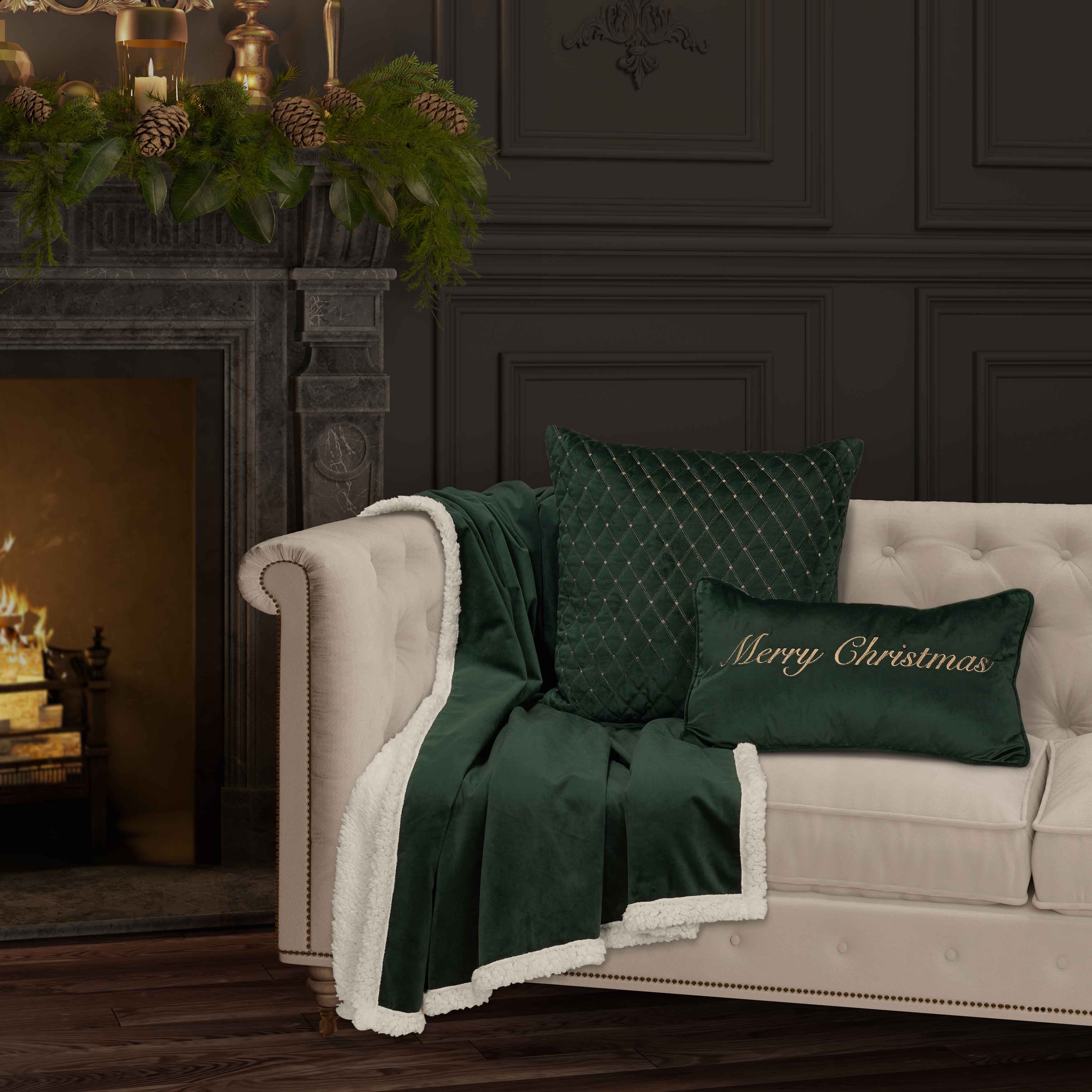Casey Sherpa Evergreen Decorative Throw Throws By J. Queen New York