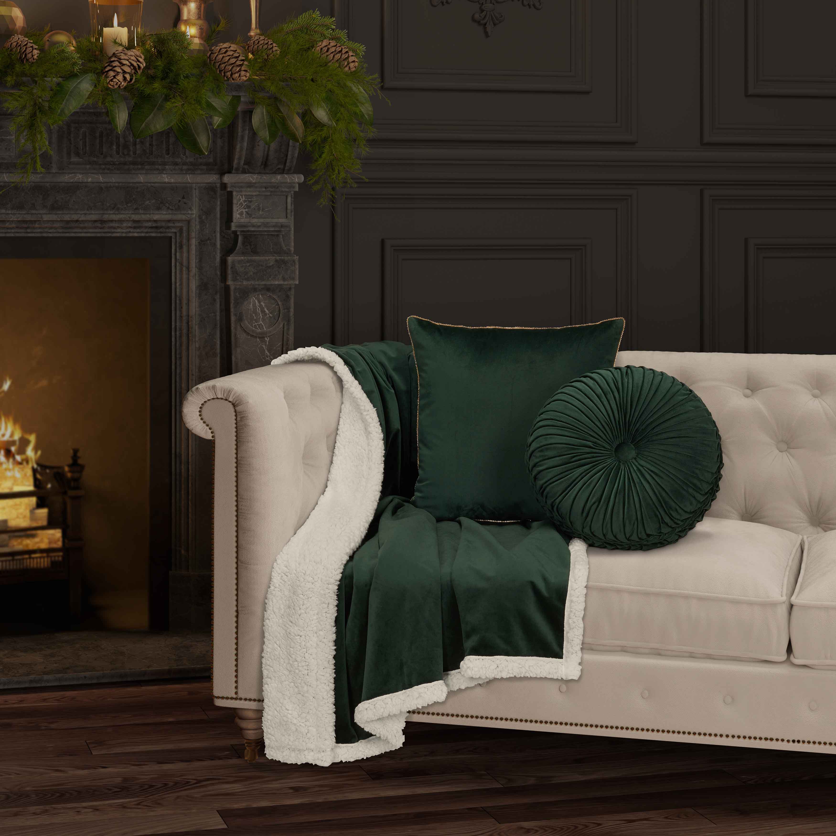 Casey Sherpa Evergreen Decorative Throw Throws By J. Queen New York