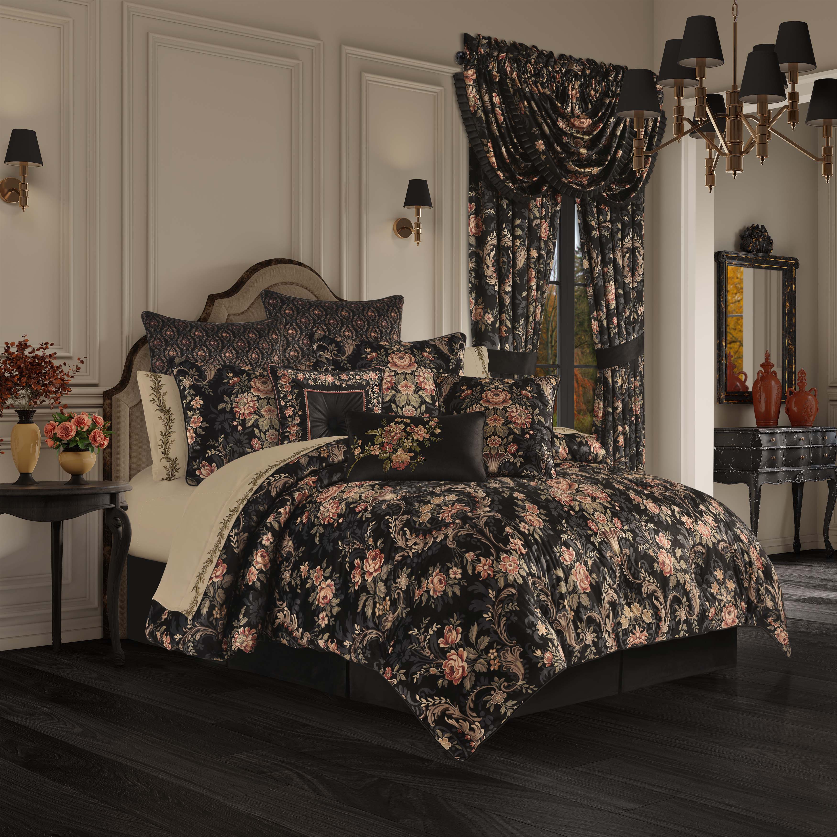 Chanticleer Black 4-Piece Comforter Set Comforter Sets By J. Queen New York