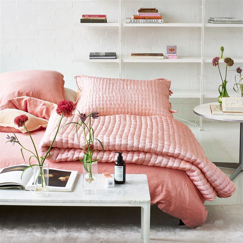 Chenevard Blossom & Peach Hand Quilted Silk Quilt Quilt Sets By Designers Guild