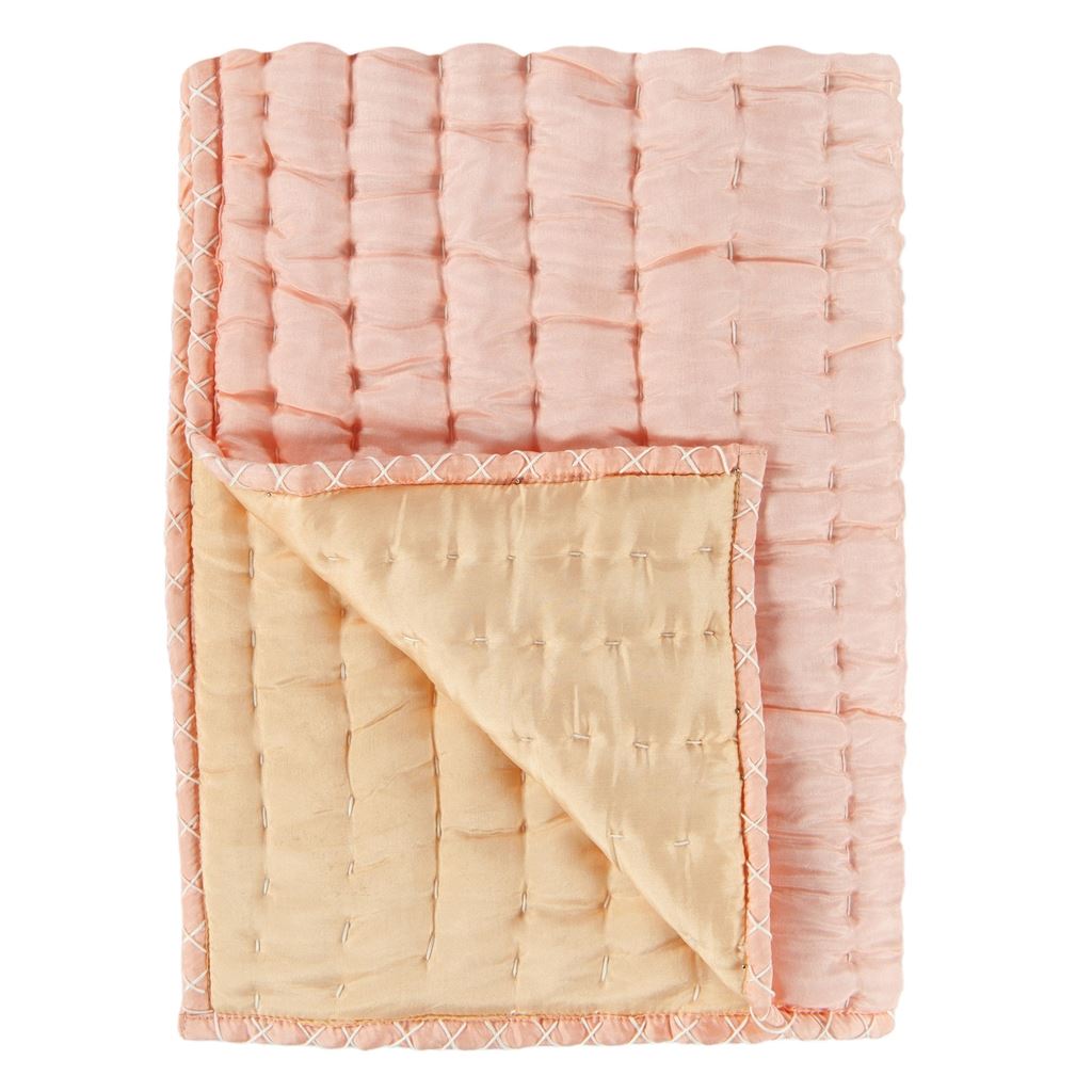 Chenevard Blossom & Peach Hand Quilted Silk Quilt Quilt Sets By Designers Guild