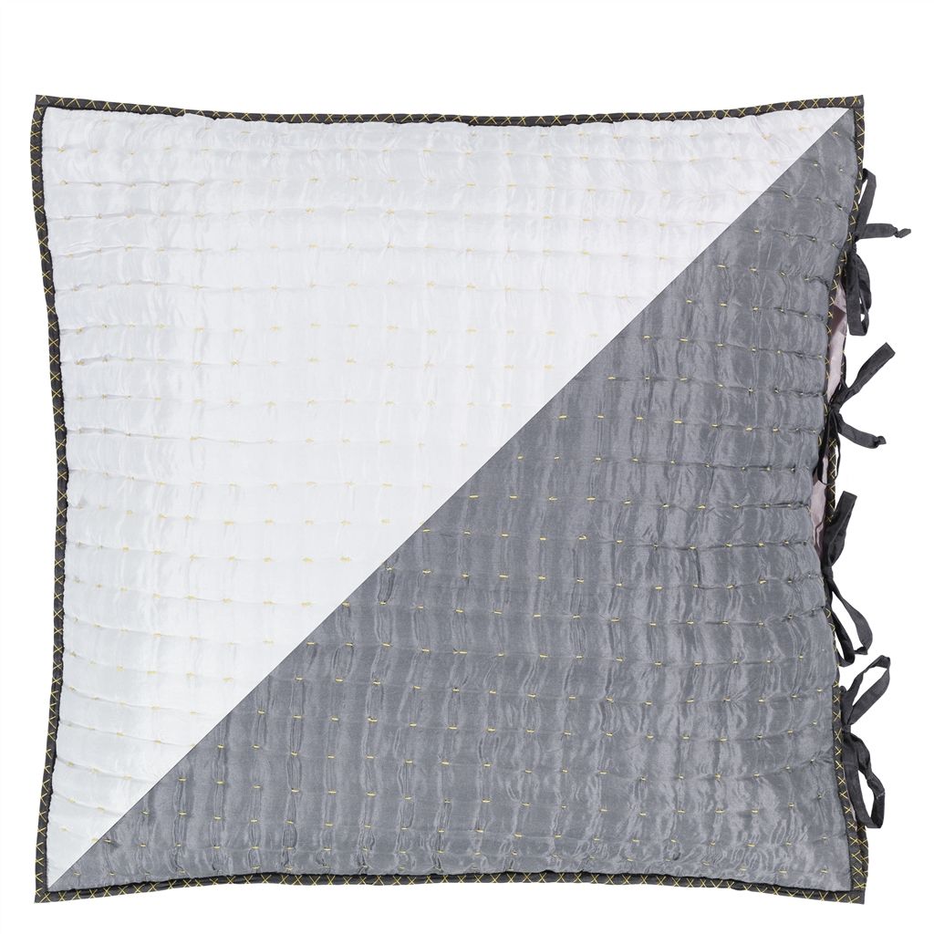 Chenevard Chalk & Graphite Silk Euro Pillow Sham Euro Sham By Designers Guild