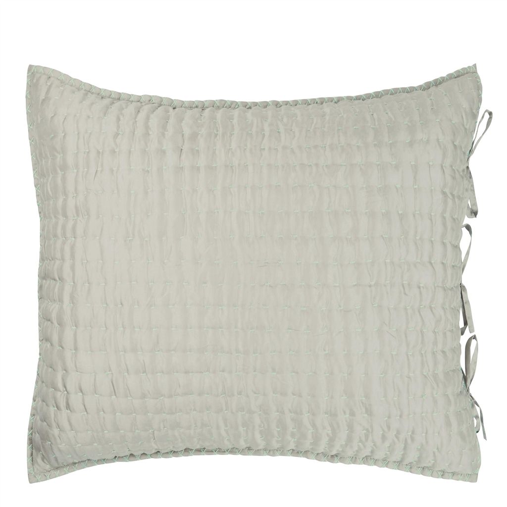 Chenevard Pebble & Duck Egg Silk Euro Pillow Sham Euro Sham By Designers Guild