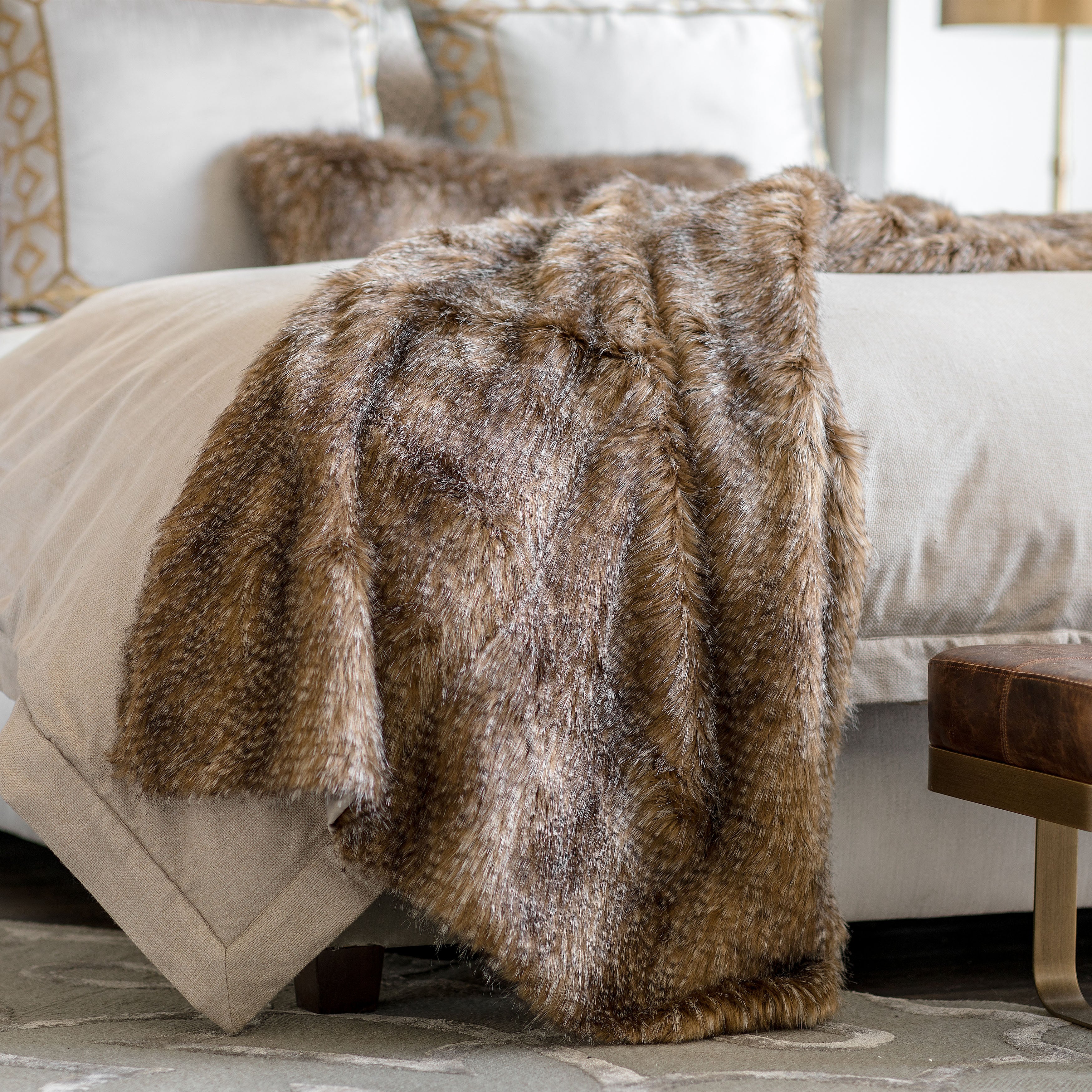 Chestnut Faux Fur Throw Throws By Lili Alessandra