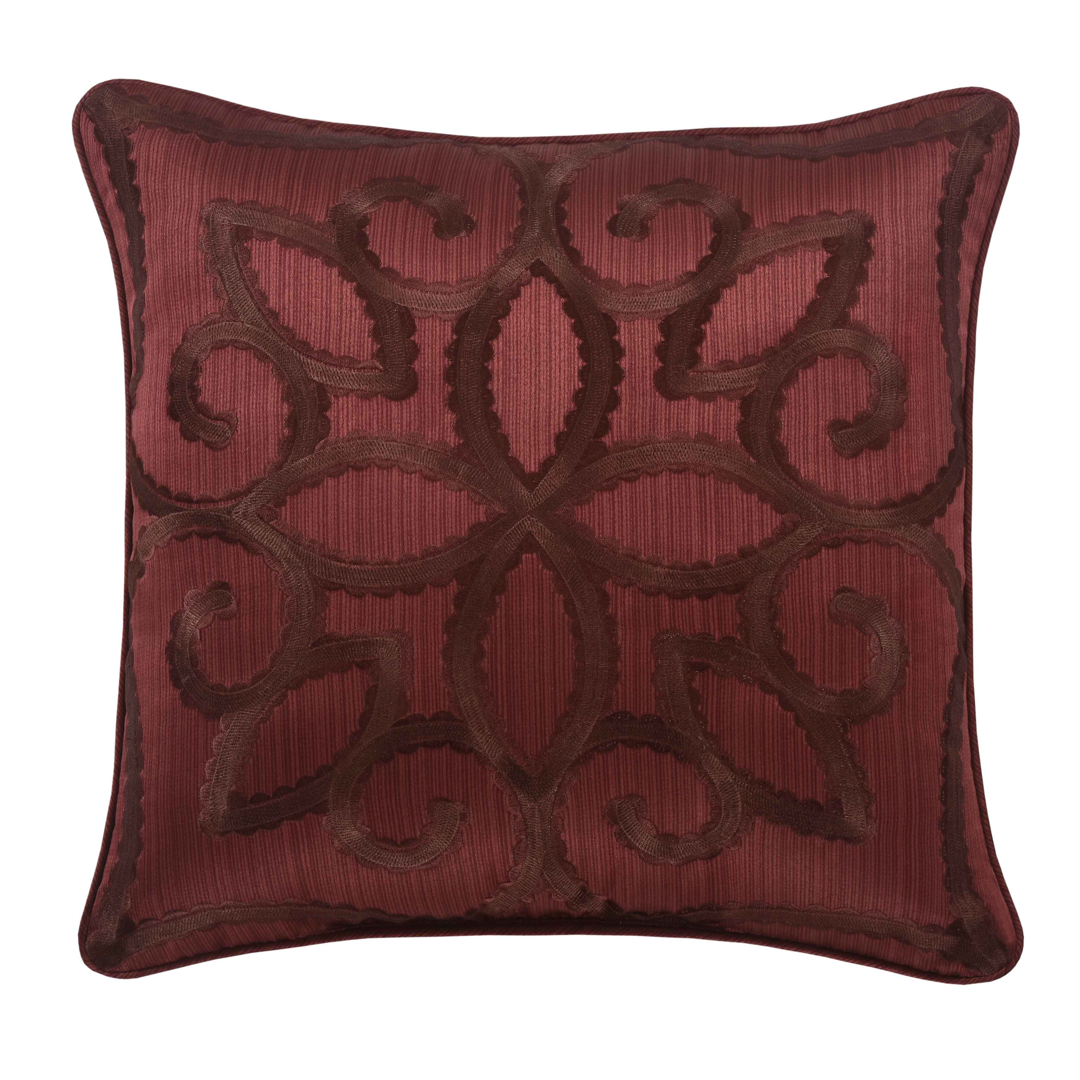 Chianti Red Square Embellished Decorative Throw Pillow 18" x 18" Throw Pillows By J. Queen New York