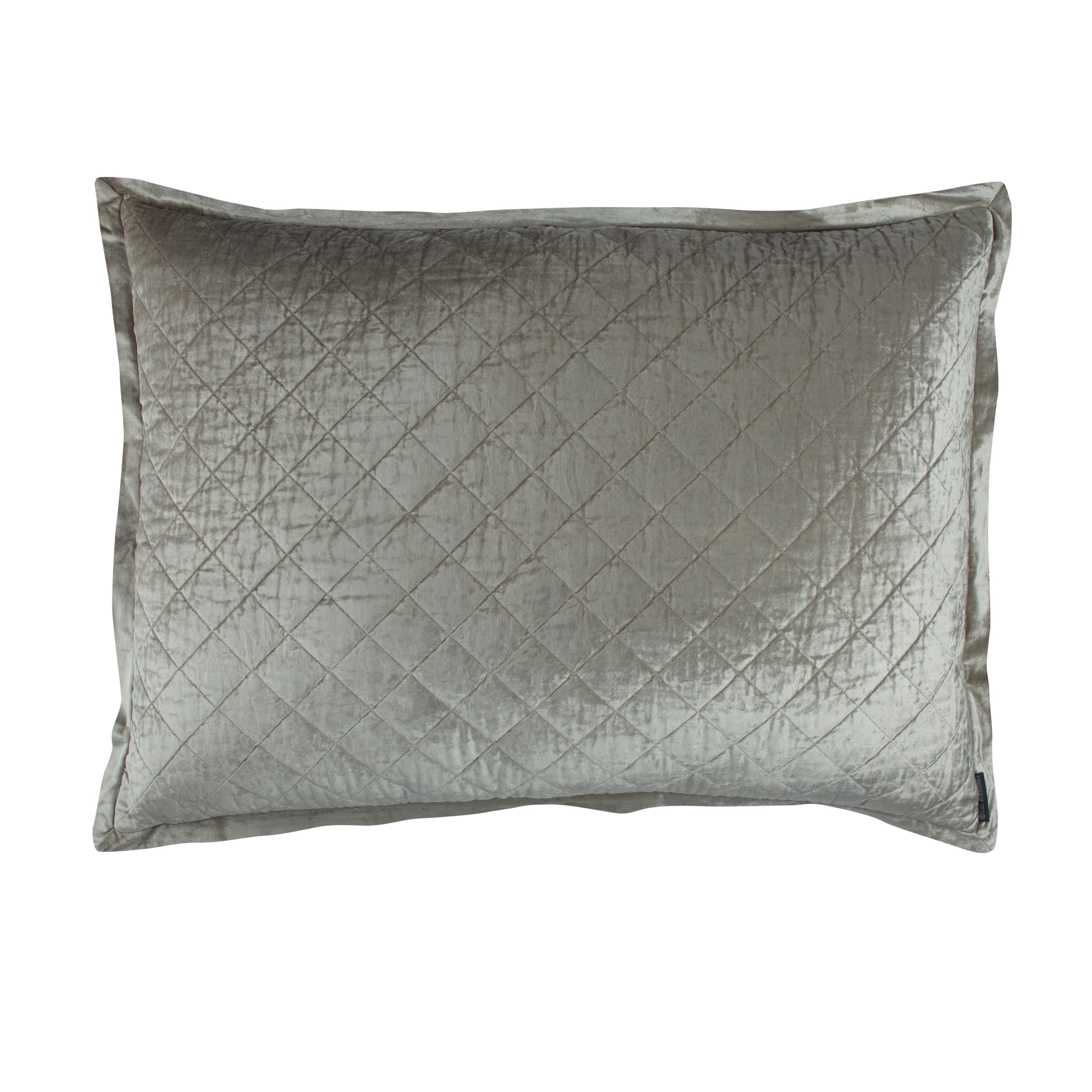 Chloe Ice Silver Velvet Diamond Quilted Luxe Euro Pillow Throw Pillows By Lili Alessandra
