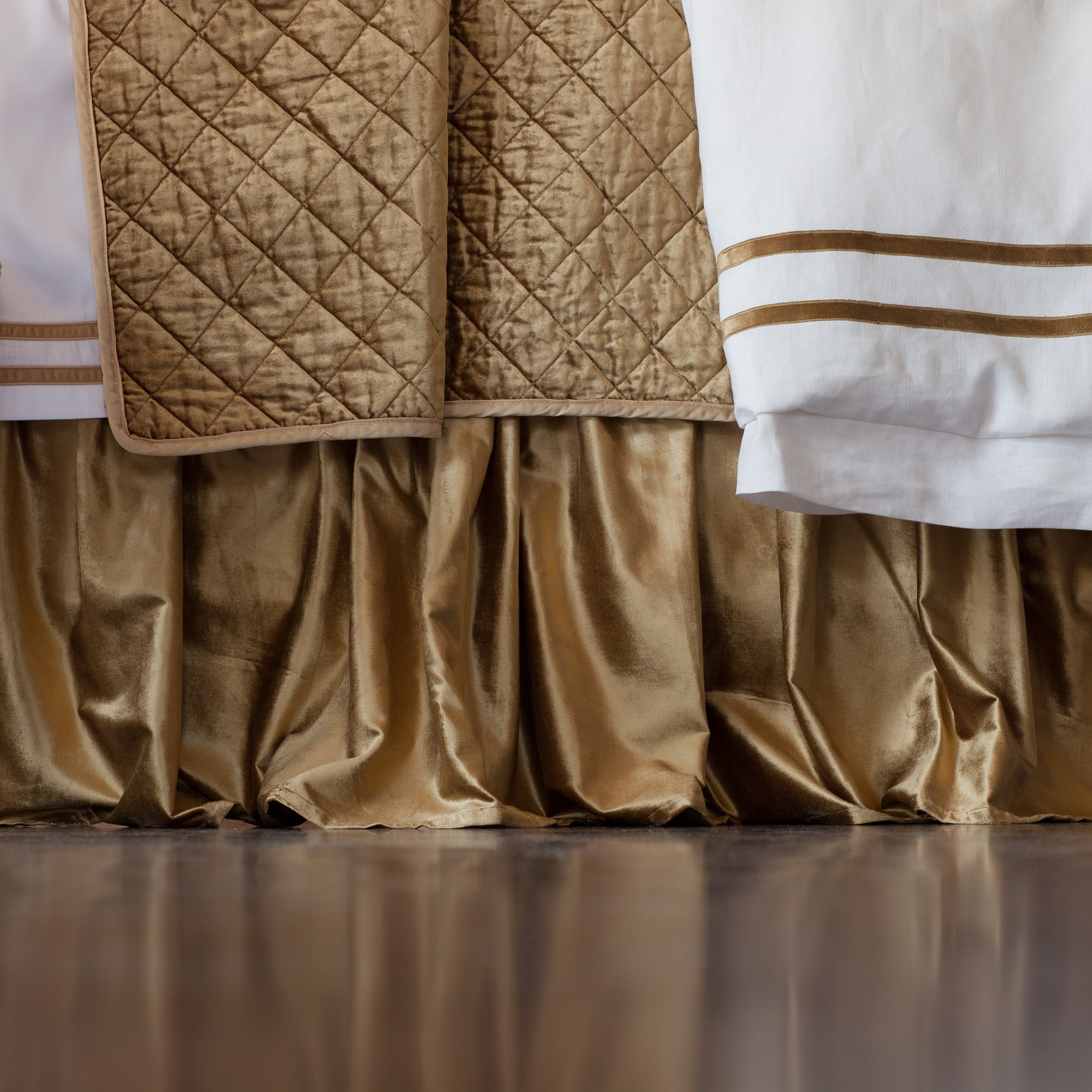 Chloe Straw Velvet 3-Panel Bedskirt Bedskirt By Lili Alessandra