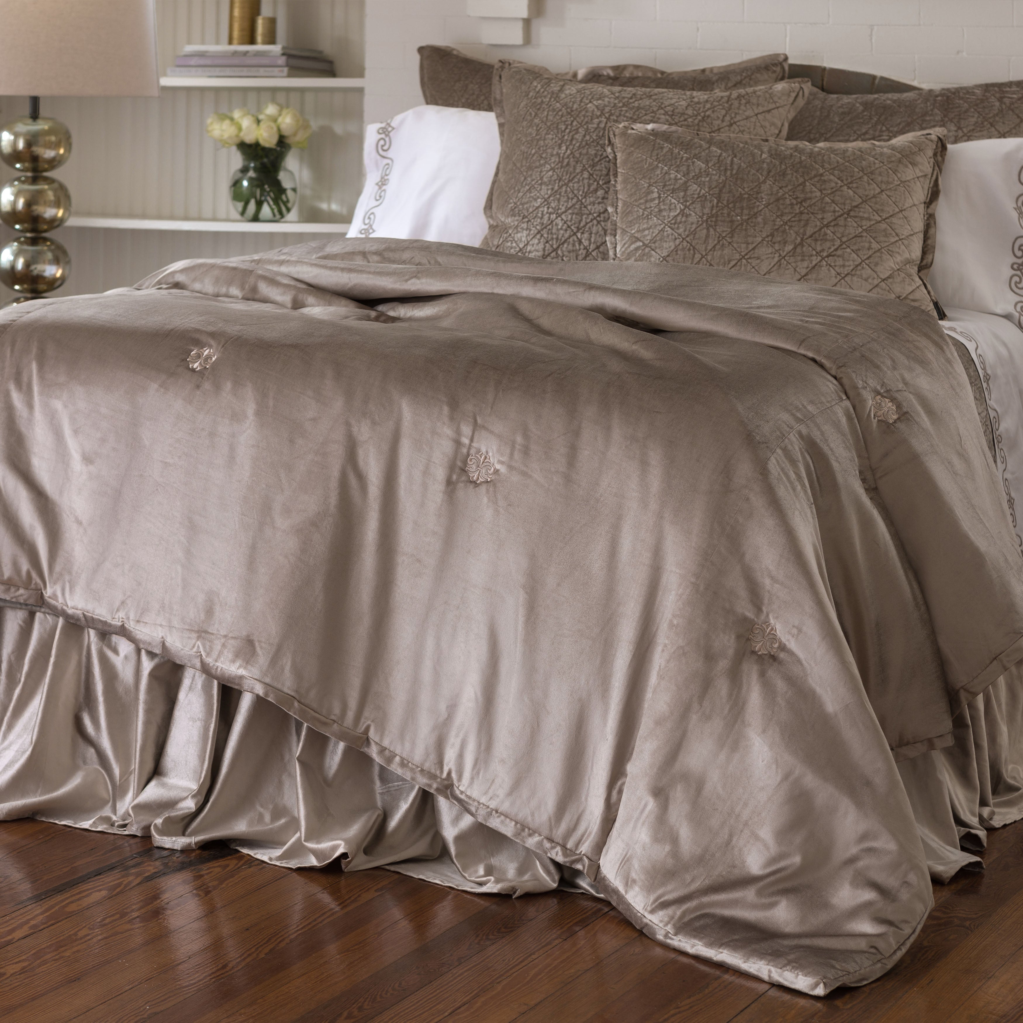 Chloe Champagne Velvet Padded Comforter Comforter Sets By Lili Alessandra