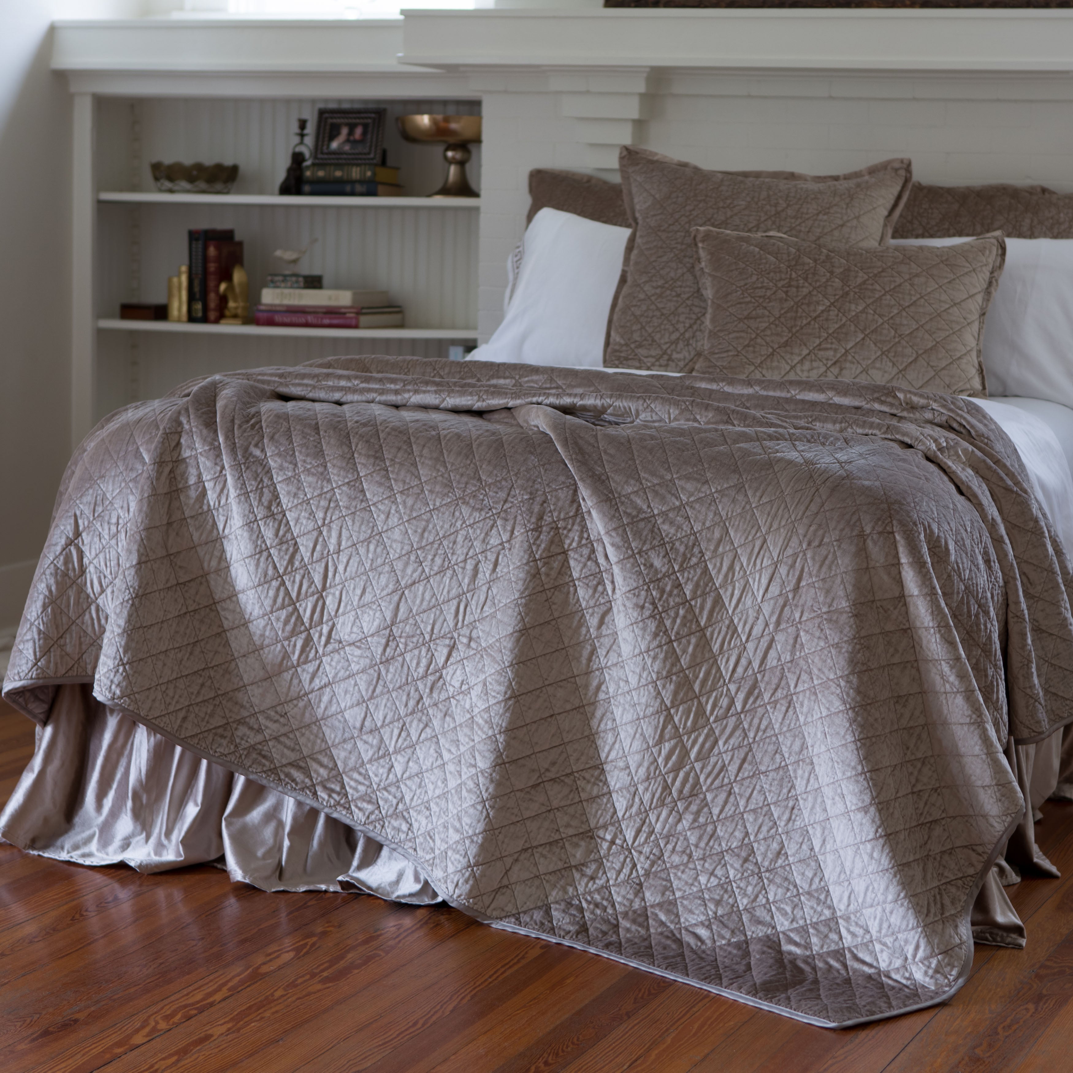 Chloe Champagne Velvet Quilted Coverlet Coverlet By Lili Alessandra
