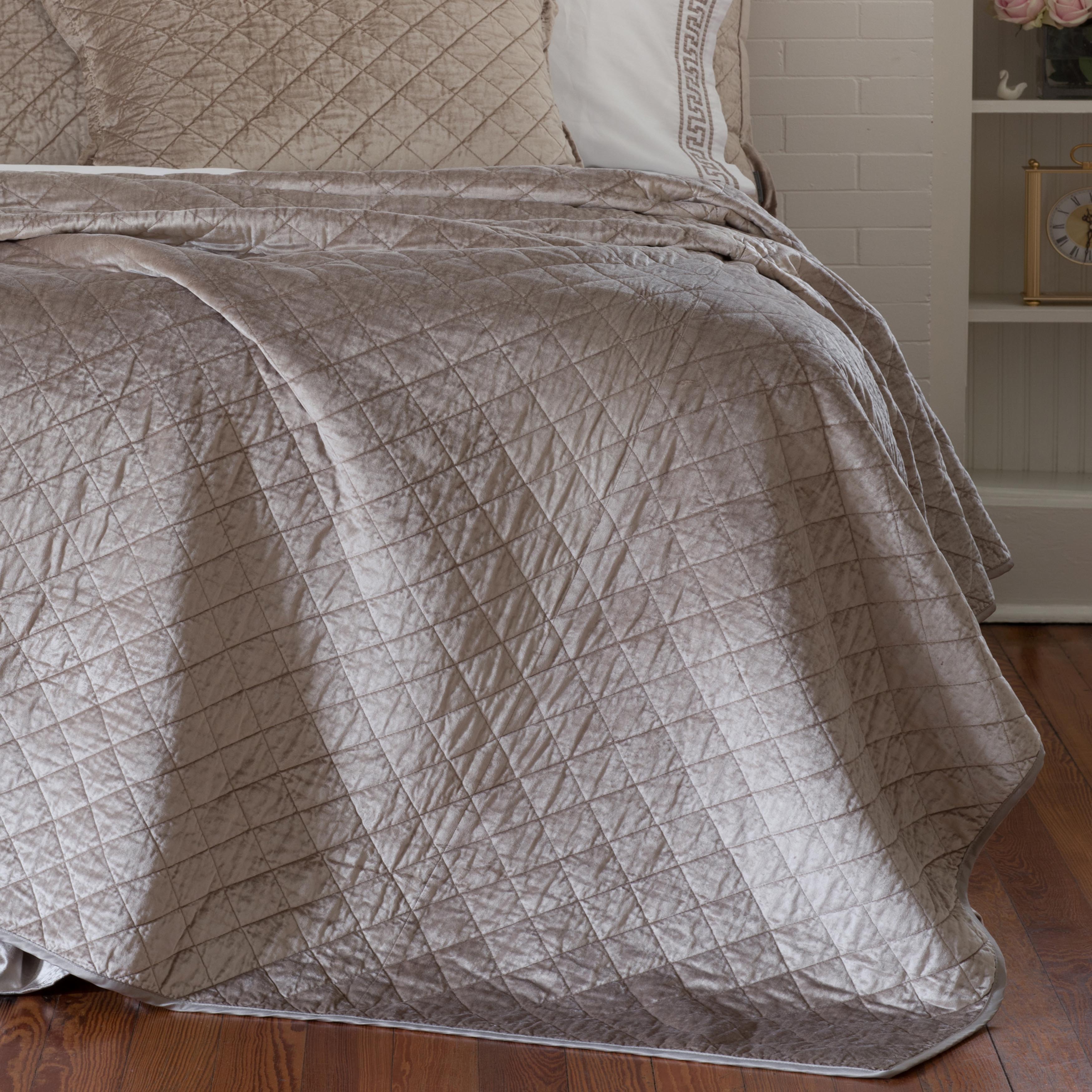 Chloe Champagne Velvet Quilted Coverlet Coverlet By Lili Alessandra
