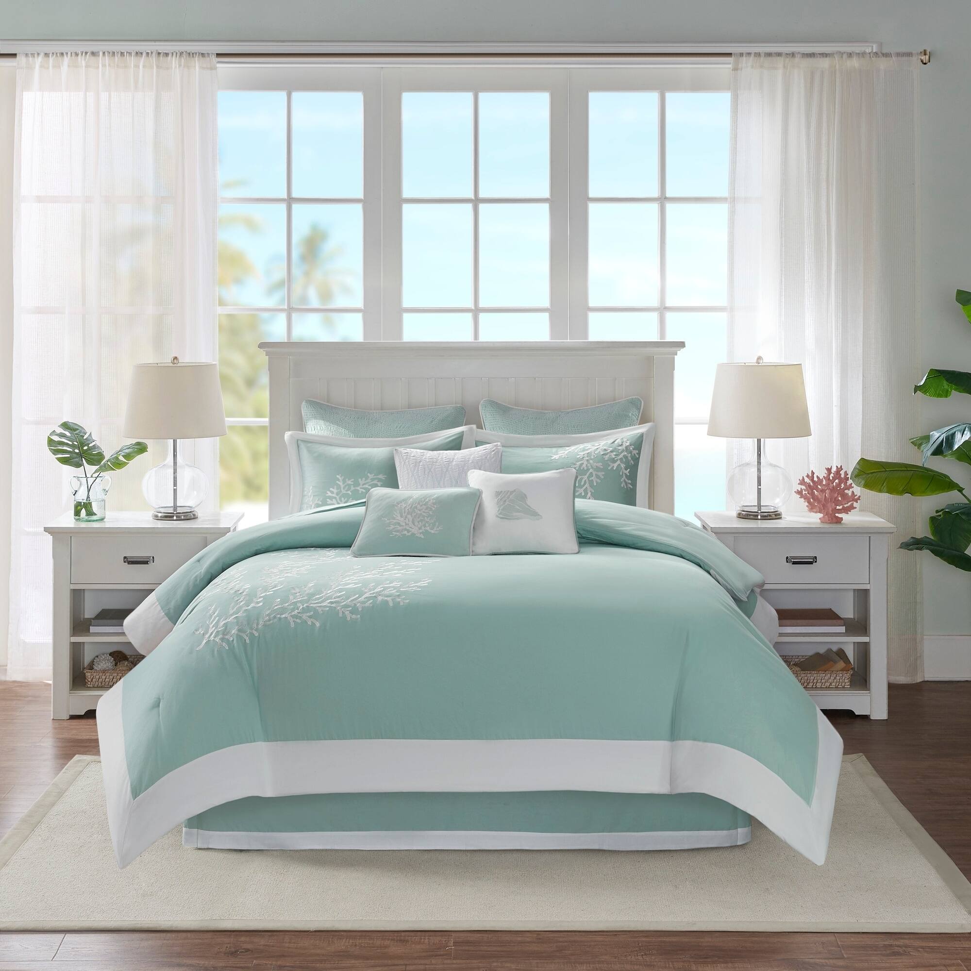 Coastline Aqua 4-Piece Comforter Set Comforter Sets By JLA HOME/Olliix (E & E Co., Ltd)