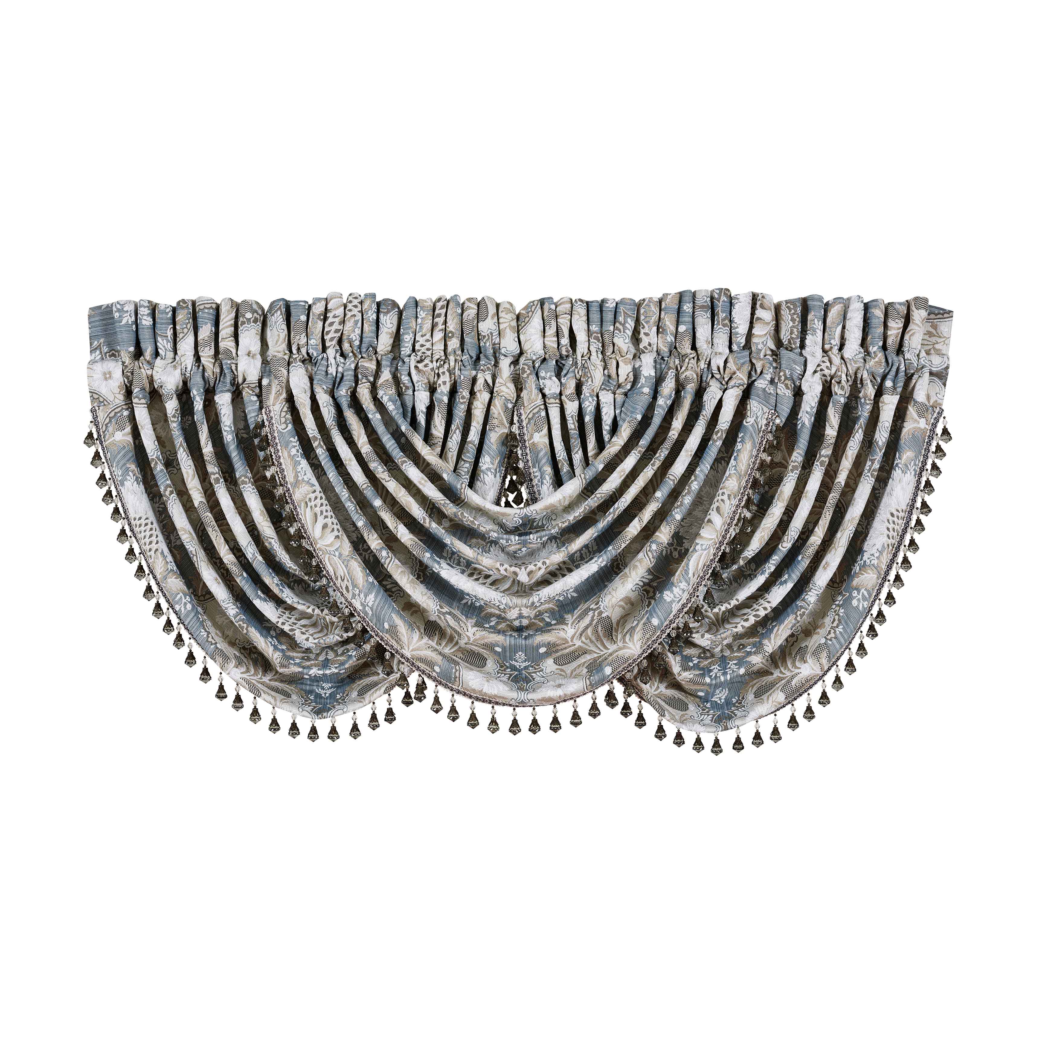 Crystal Palace French Blue Waterfall Window Valance By J Queen Window Valances By J. Queen New York