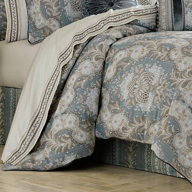 J Queen Crystal Palace French Blue 4-Piece Comforter Set in Cal King- Final Sale Comforter Sets By US Office - Latest-bedding
