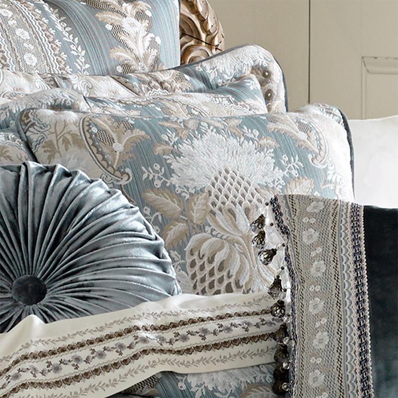 Crystal Palace French Blue Square Decorative Throw Pillow By J Queen Throw Pillows By J. Queen New York