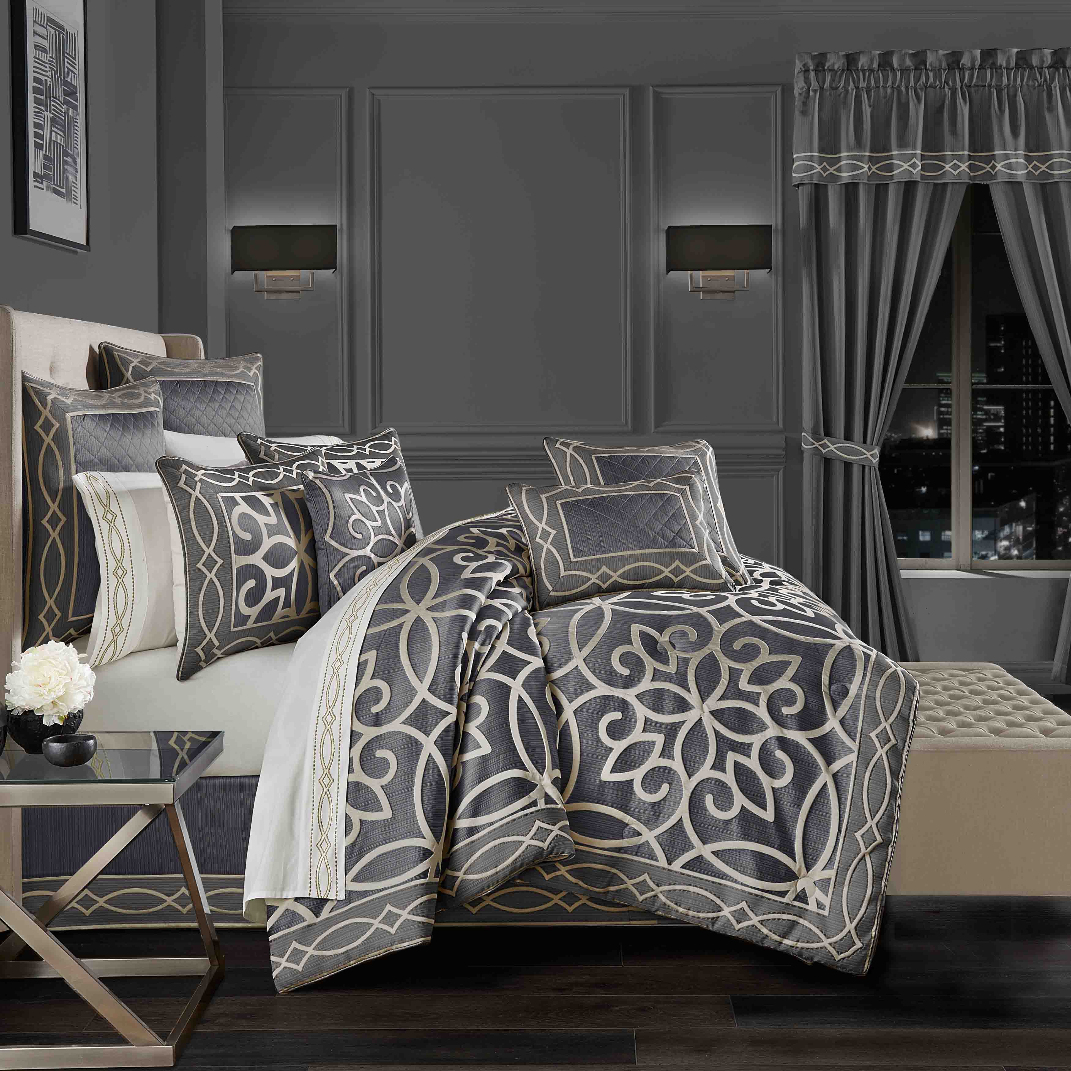 Deco Charcoal 4-Piece Comforter Set Comforter Sets By J. Queen New York