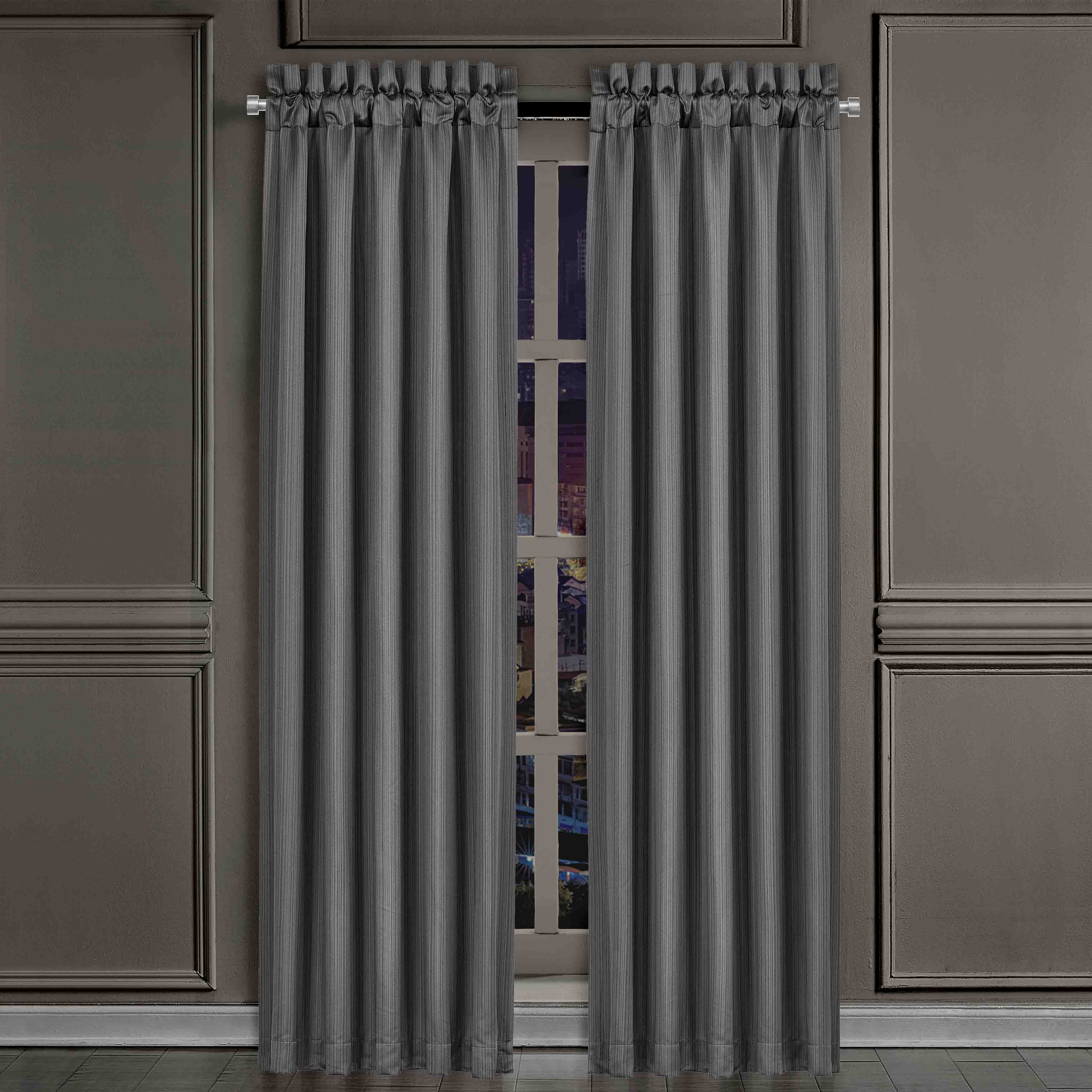 J Queen Deco Charcoal Window Panel Pair (Set of 2) Window Panels By J. Queen New York
