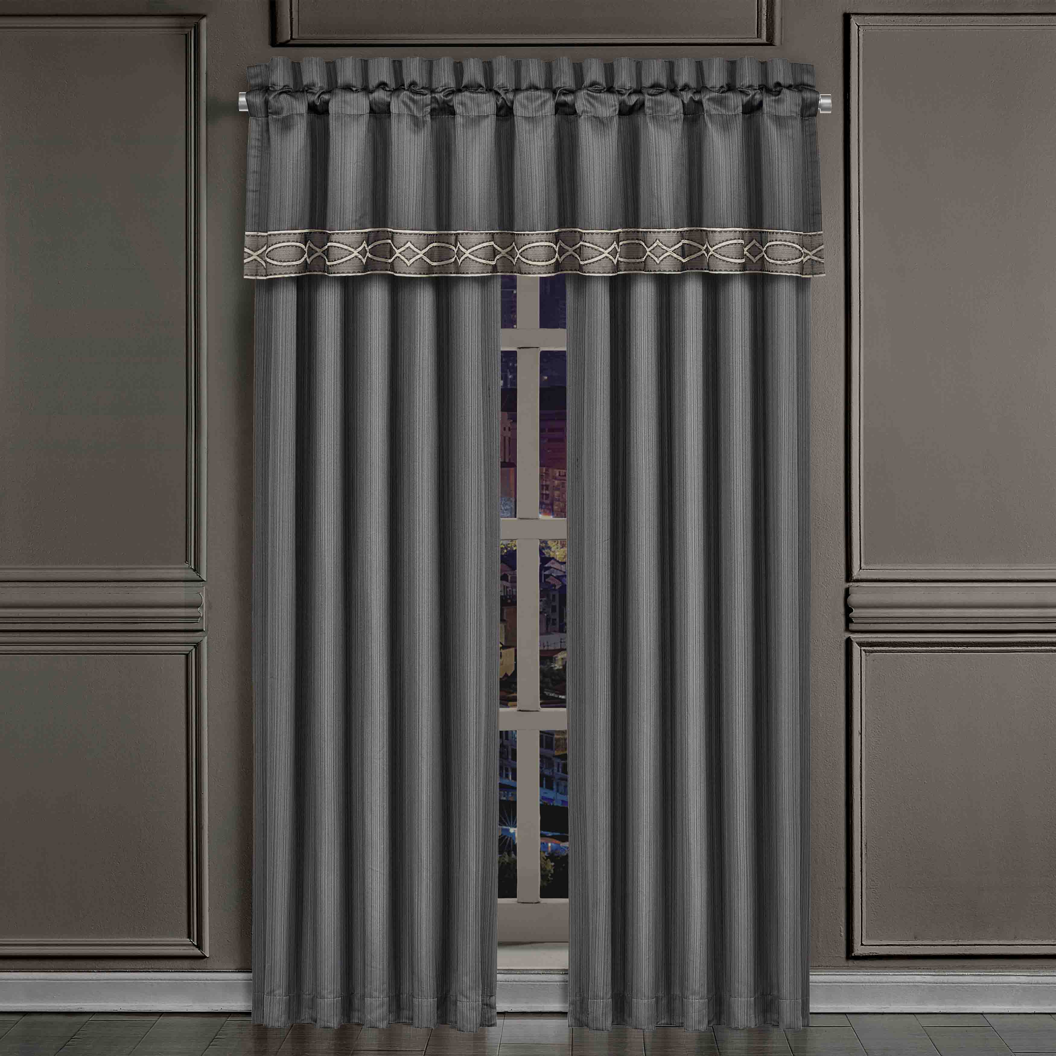 J Queen Deco Charcoal Window Panel Pair (Set of 2) Window Panels By J. Queen New York
