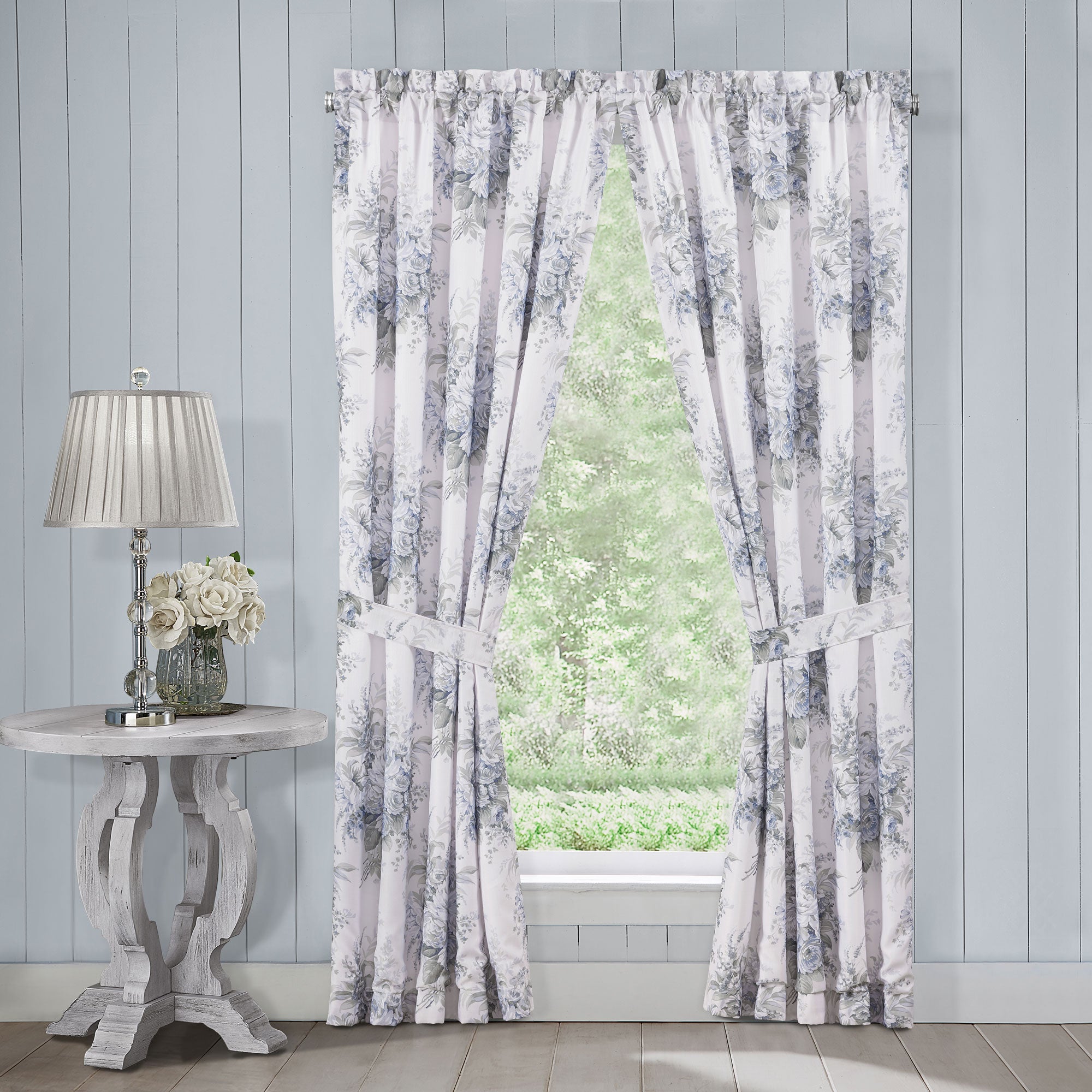 Estelle Blue Window Panel Pair (Set of 2) Window Panels By J. Queen New York