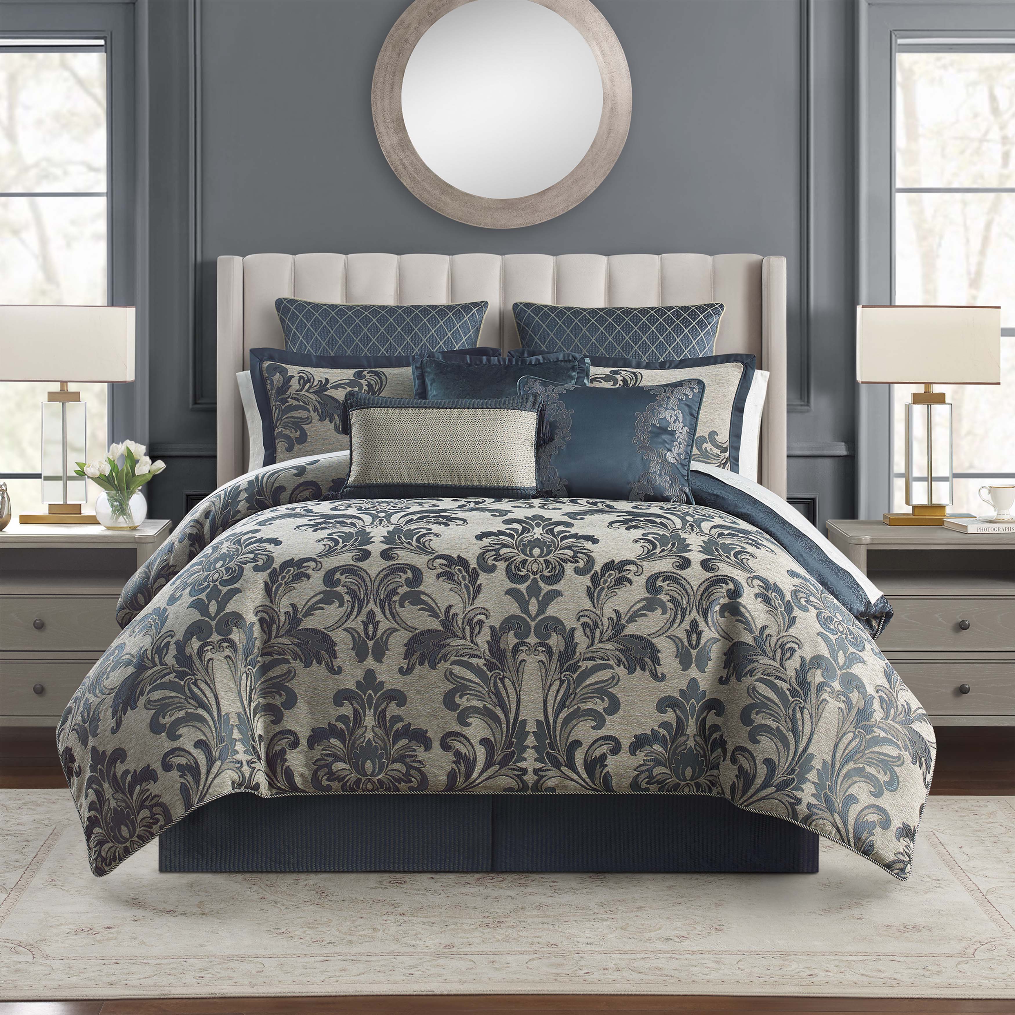 Waterford Everett Teal 6 Piece Comforter Set in King- Final Sale Comforter Sets By US Office - Latest-bedding