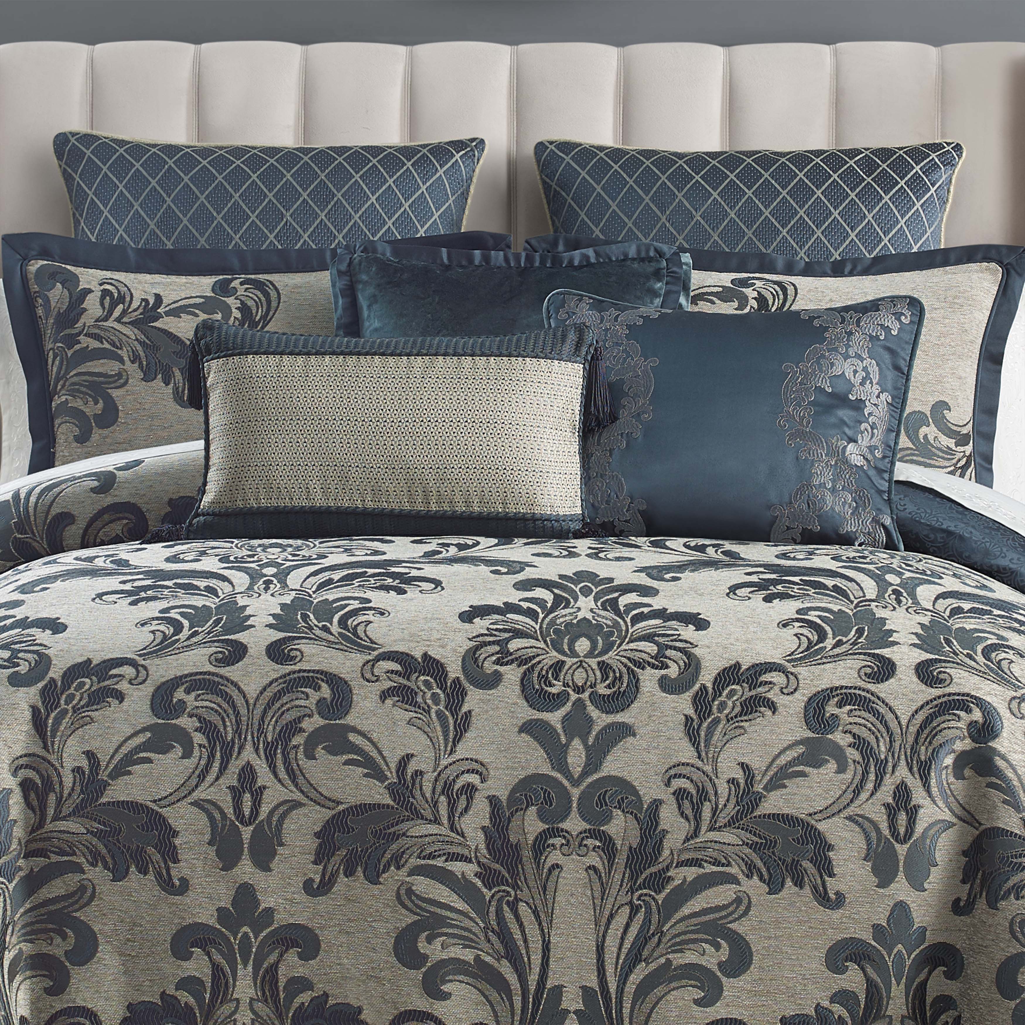 Waterford Everett Teal 6 Piece Comforter Set in King- Final Sale Comforter Sets By US Office - Latest-bedding