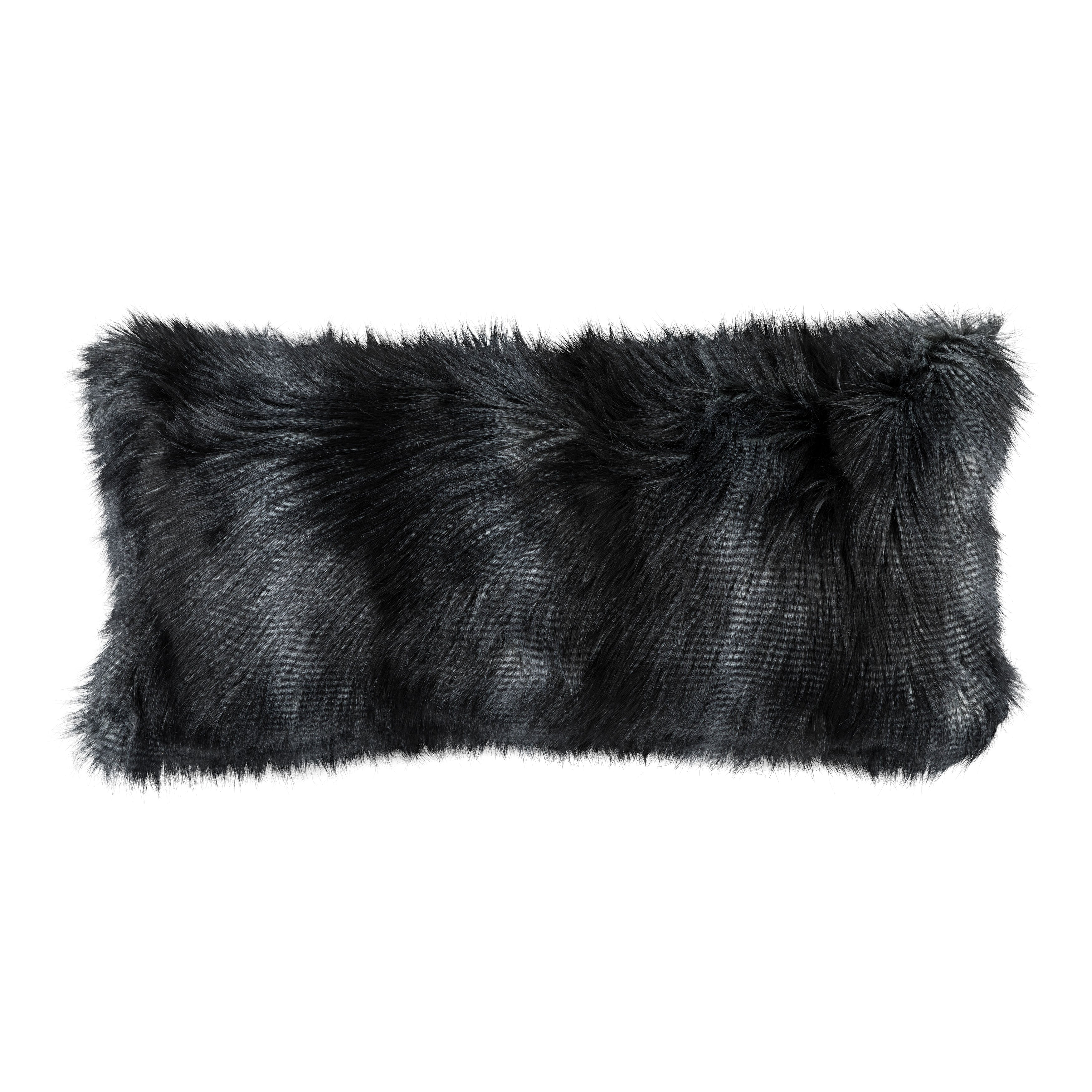Faux Fur Black Large Rectangle Pillow Throw Pillows By Lili Alessandra