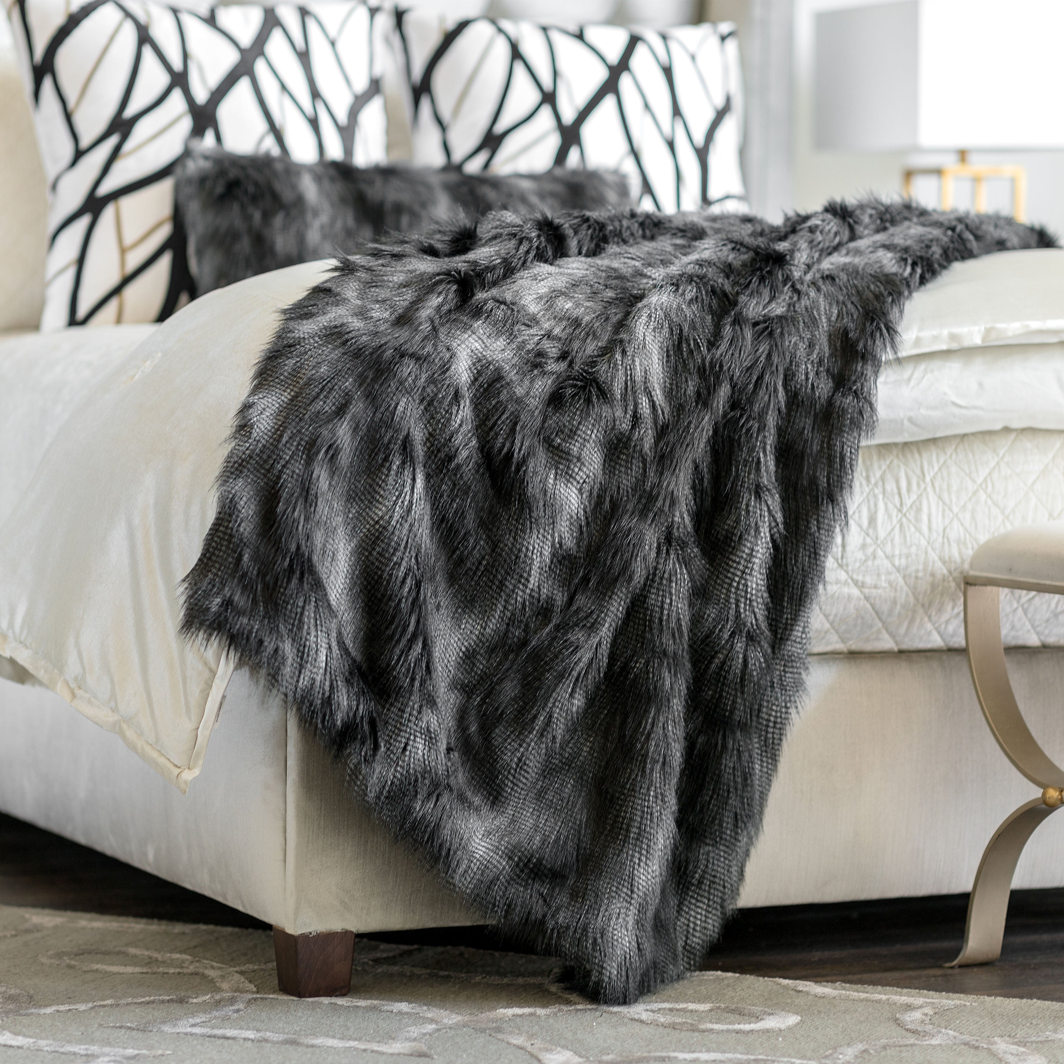 Faux Fur Black Throw Throws By Lili Alessandra