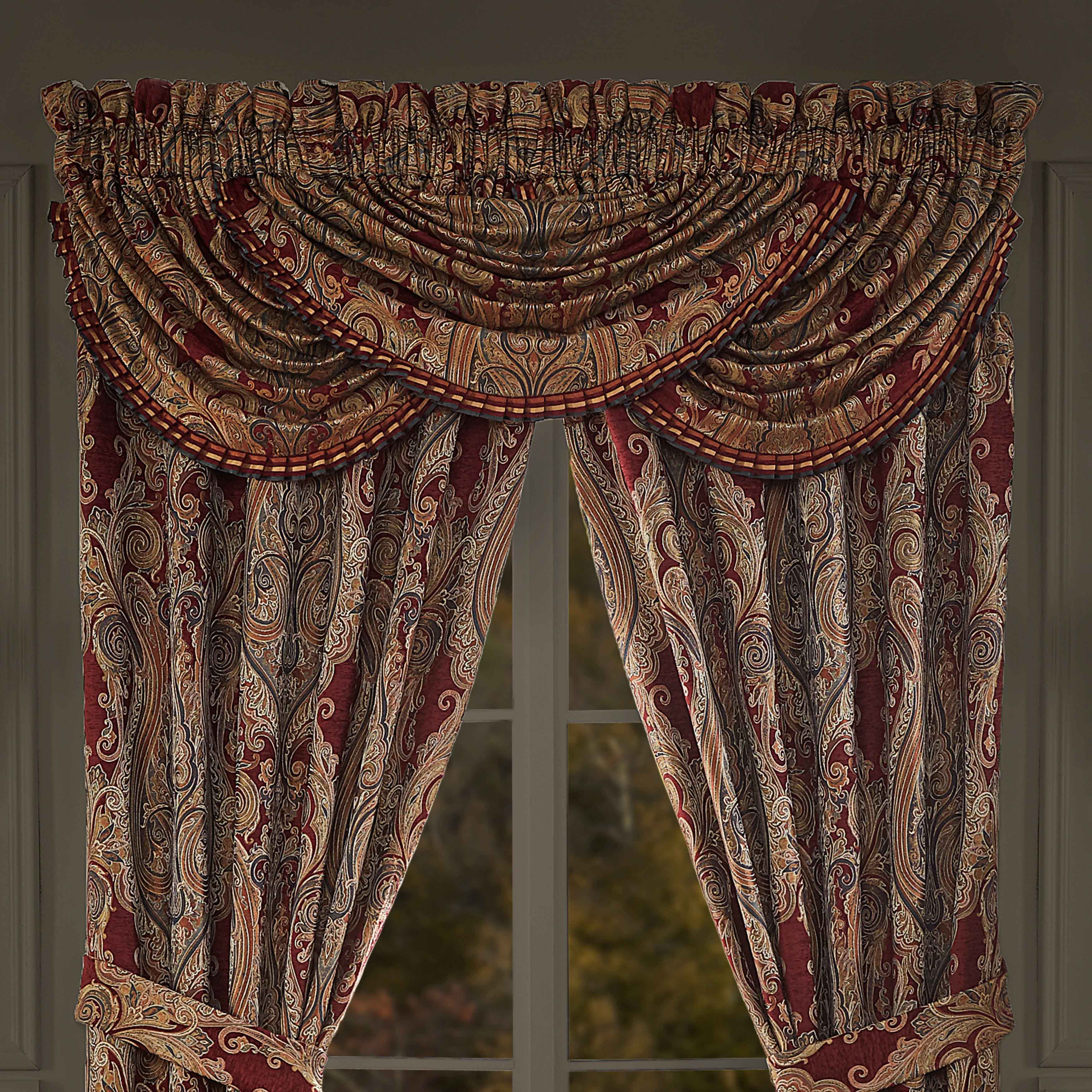 Garnet Red Waterfall Window Valance By J Queen Window Valances By J. Queen New York