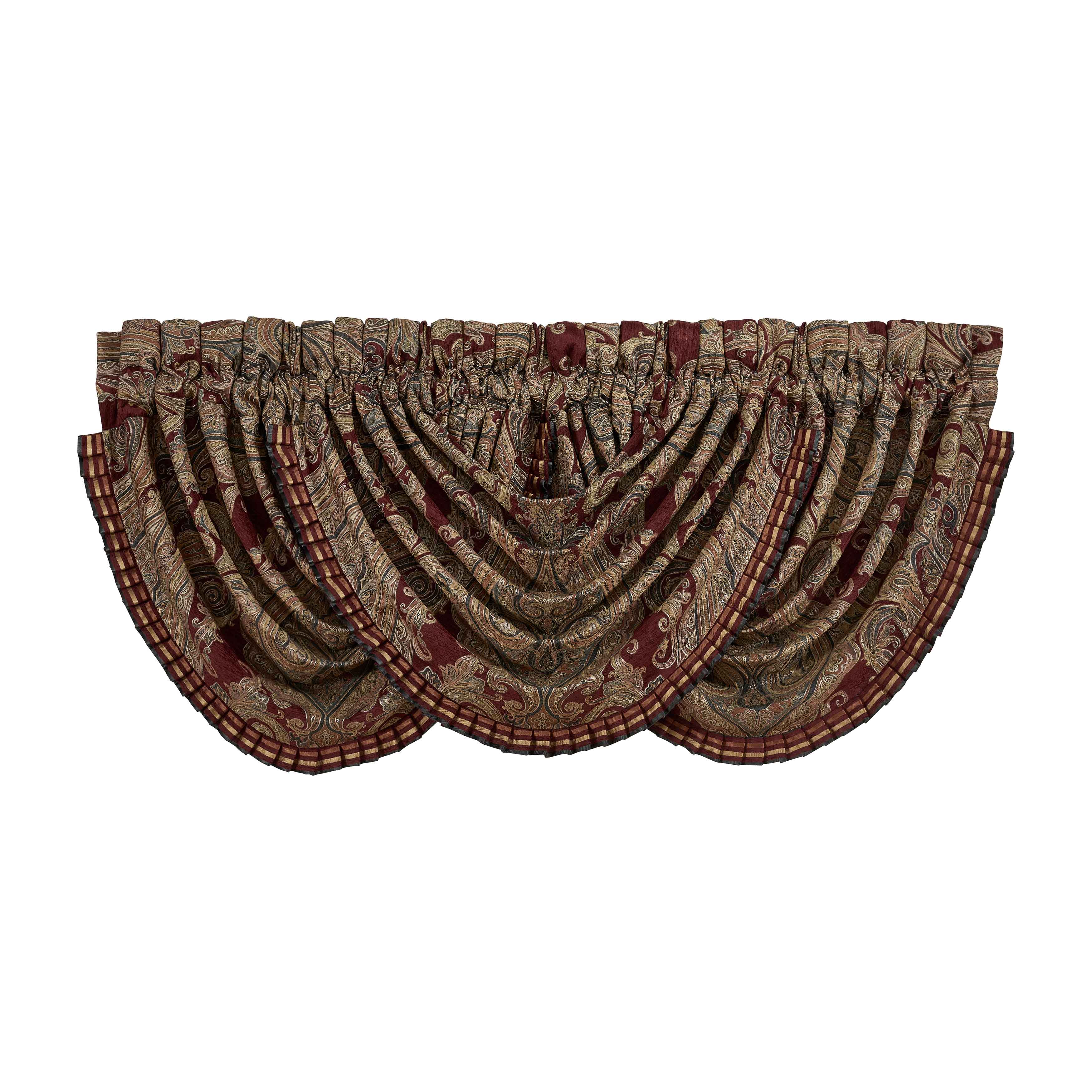 Garnet Red Waterfall Window Valance By J Queen Window Valances By J. Queen New York
