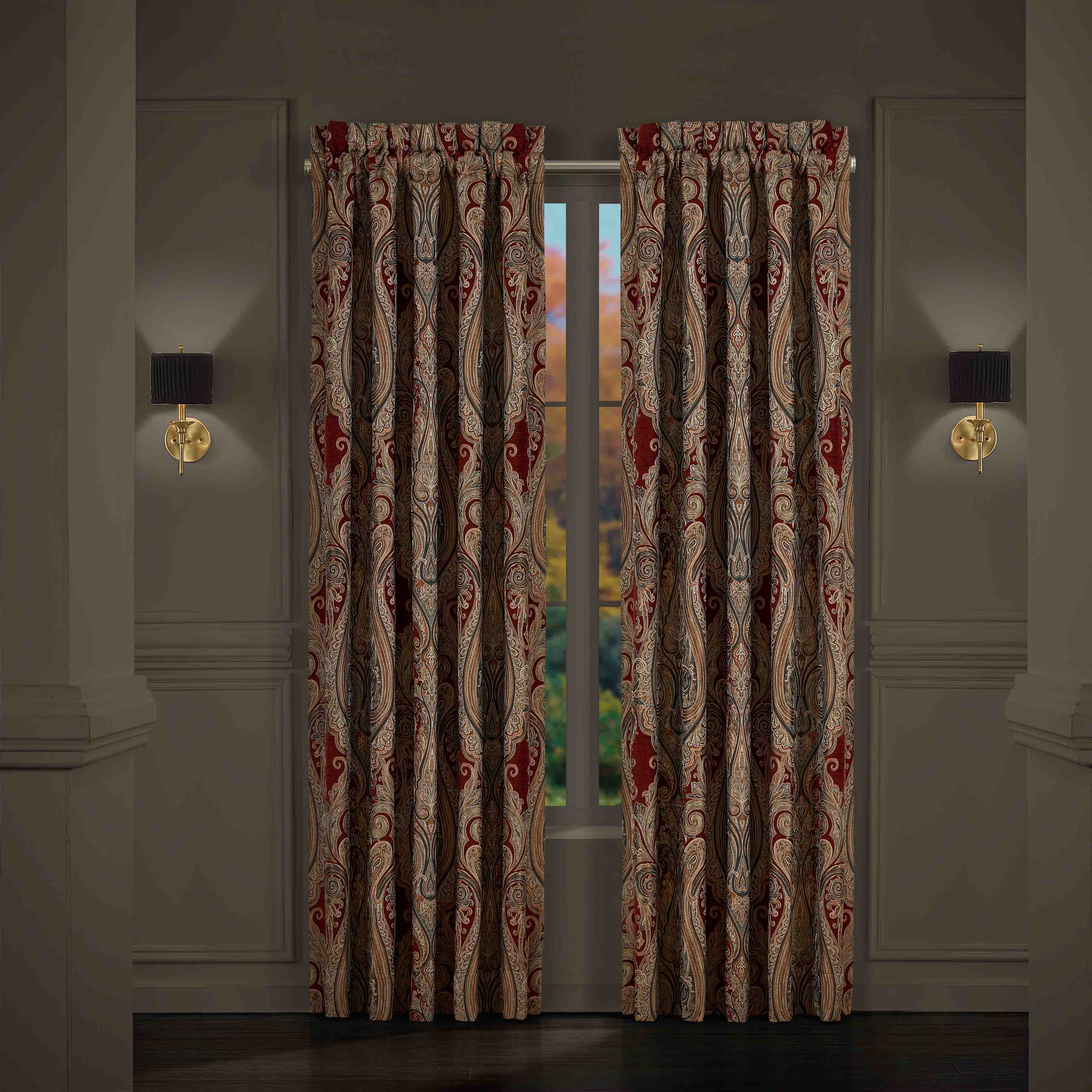 Garnet Red Window Panel Pair (Set of 2) Window Panels By J. Queen New York