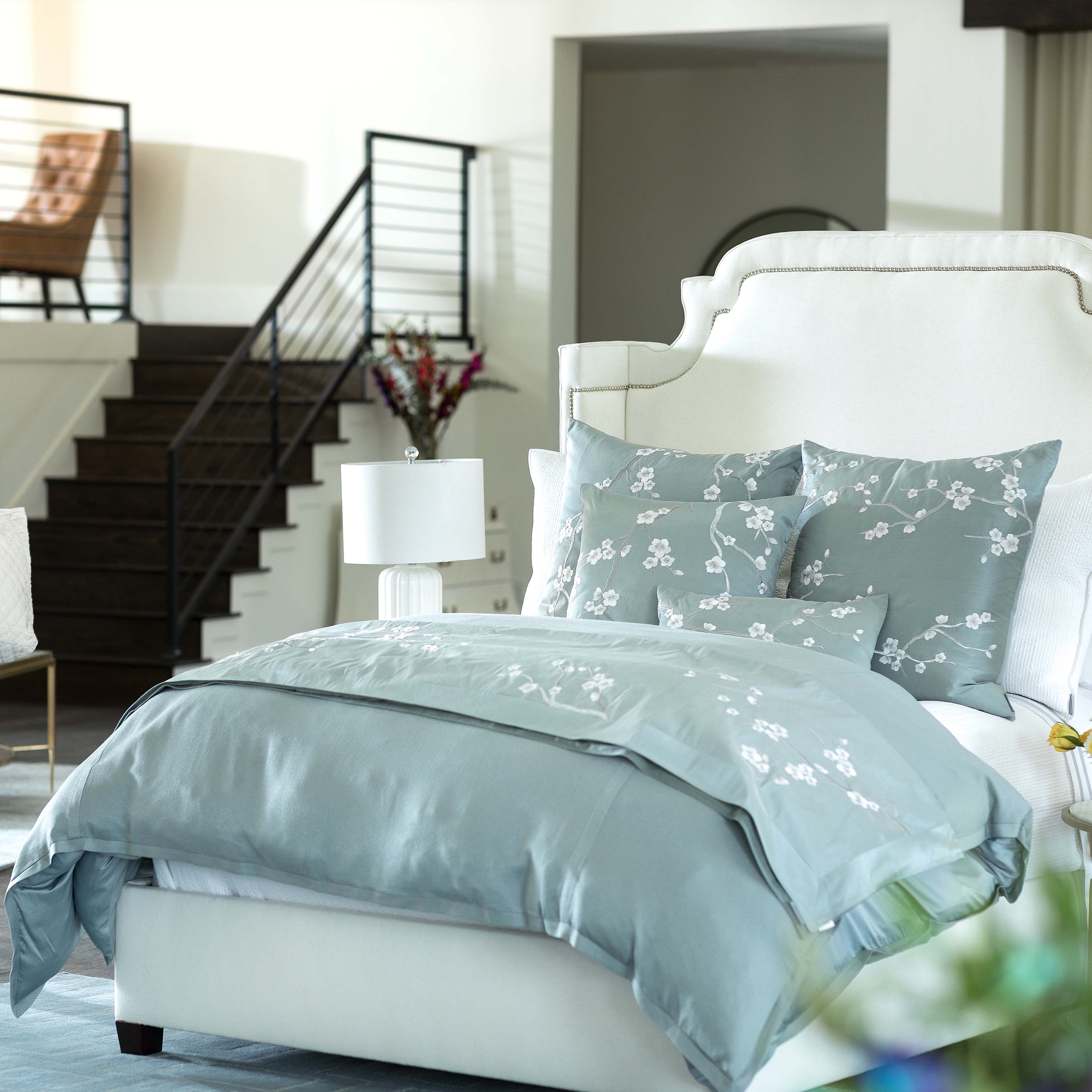 Gia Blue Cotton/Silk Duvet Cover Duvet Covers By Lili Alessandra