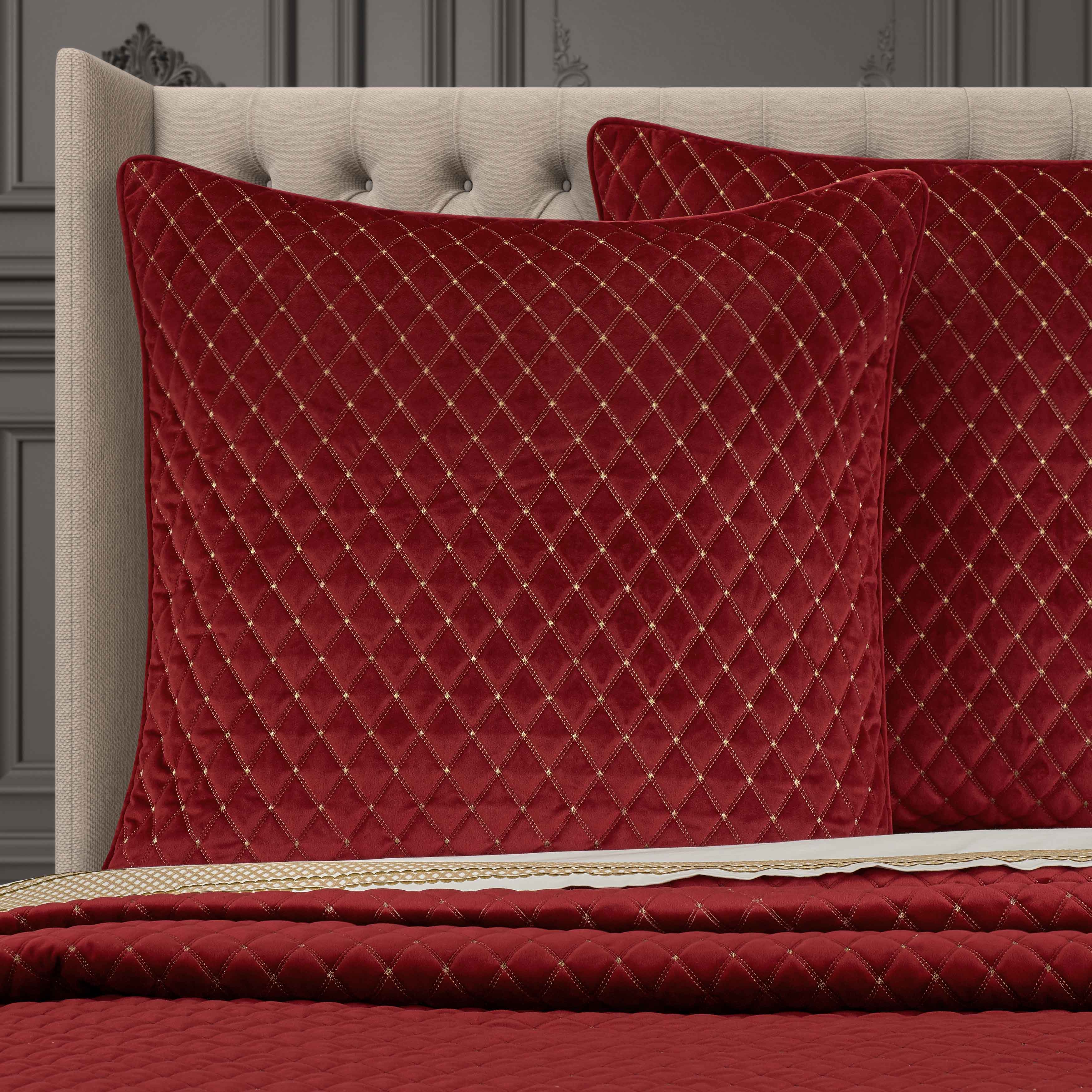Grandeur Crimson Quilted Euro Sham Euro Sham By J. Queen New York