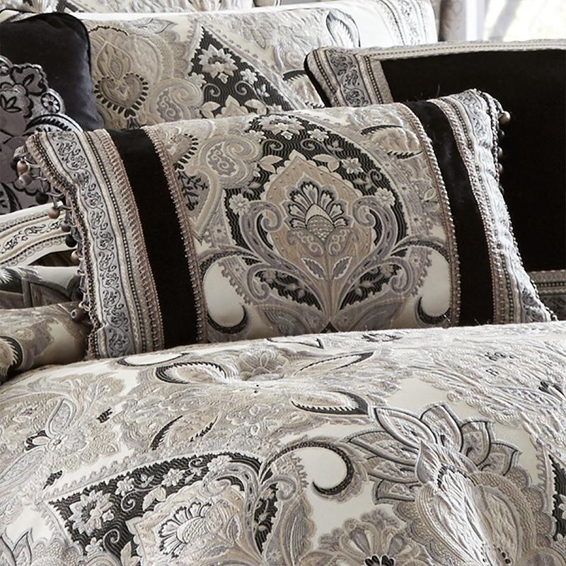 J Queen Guiliana Silver/Black Boudoir Decorative Throw Pillow -Final Sale Throw Pillows By US Office - Latest-bedding
