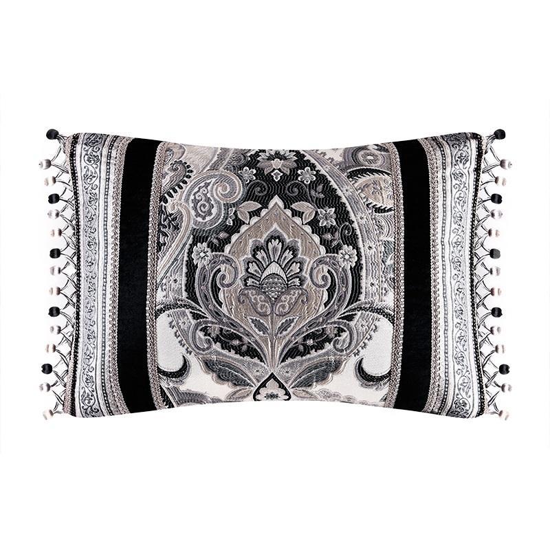 J Queen Guiliana Silver/Black Boudoir Decorative Throw Pillow -Final Sale Throw Pillows By US Office - Latest-bedding