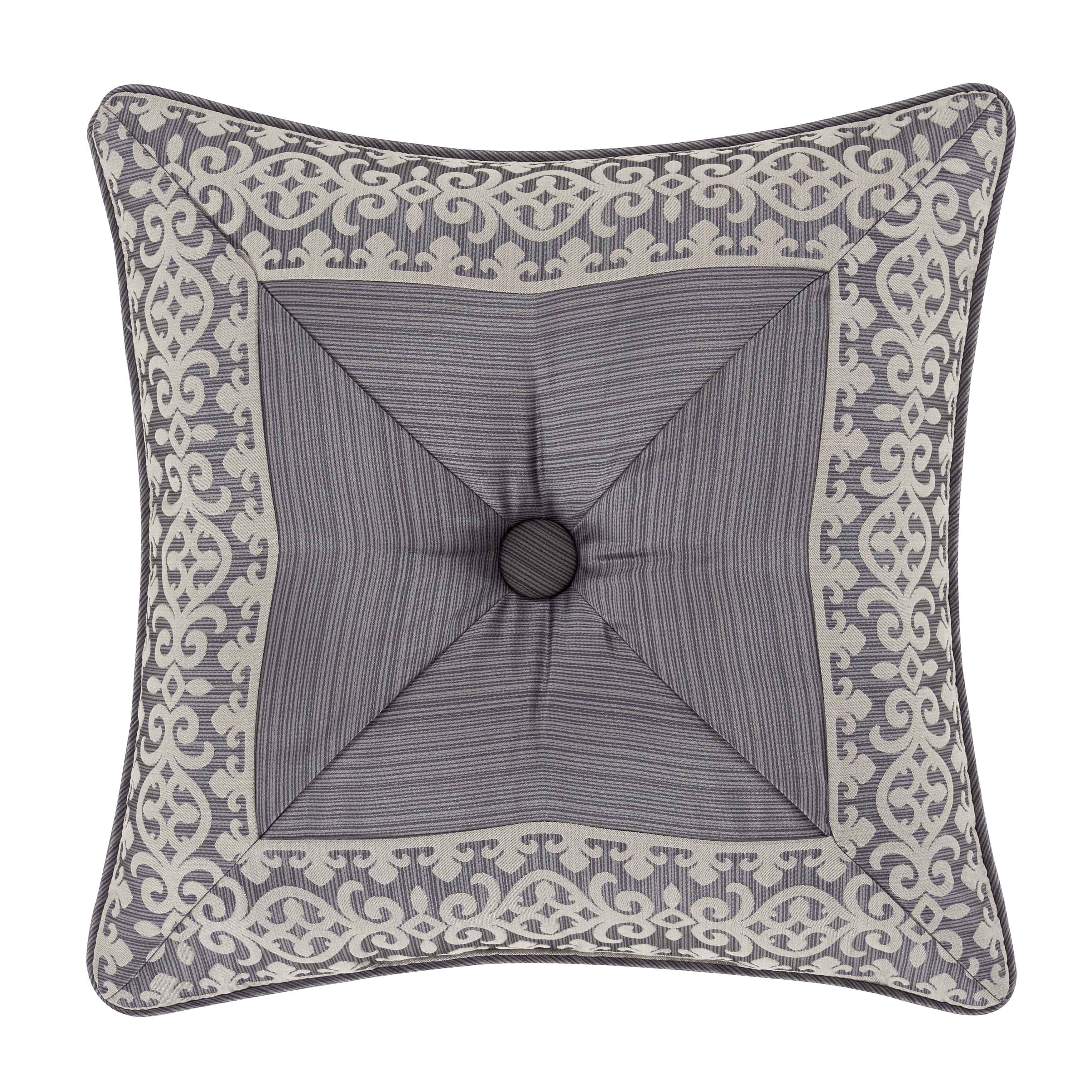 Houston Charcoal Embellished Decorative Throw Pillow 18" x 18" By J Queen Throw Pillows By J. Queen New York