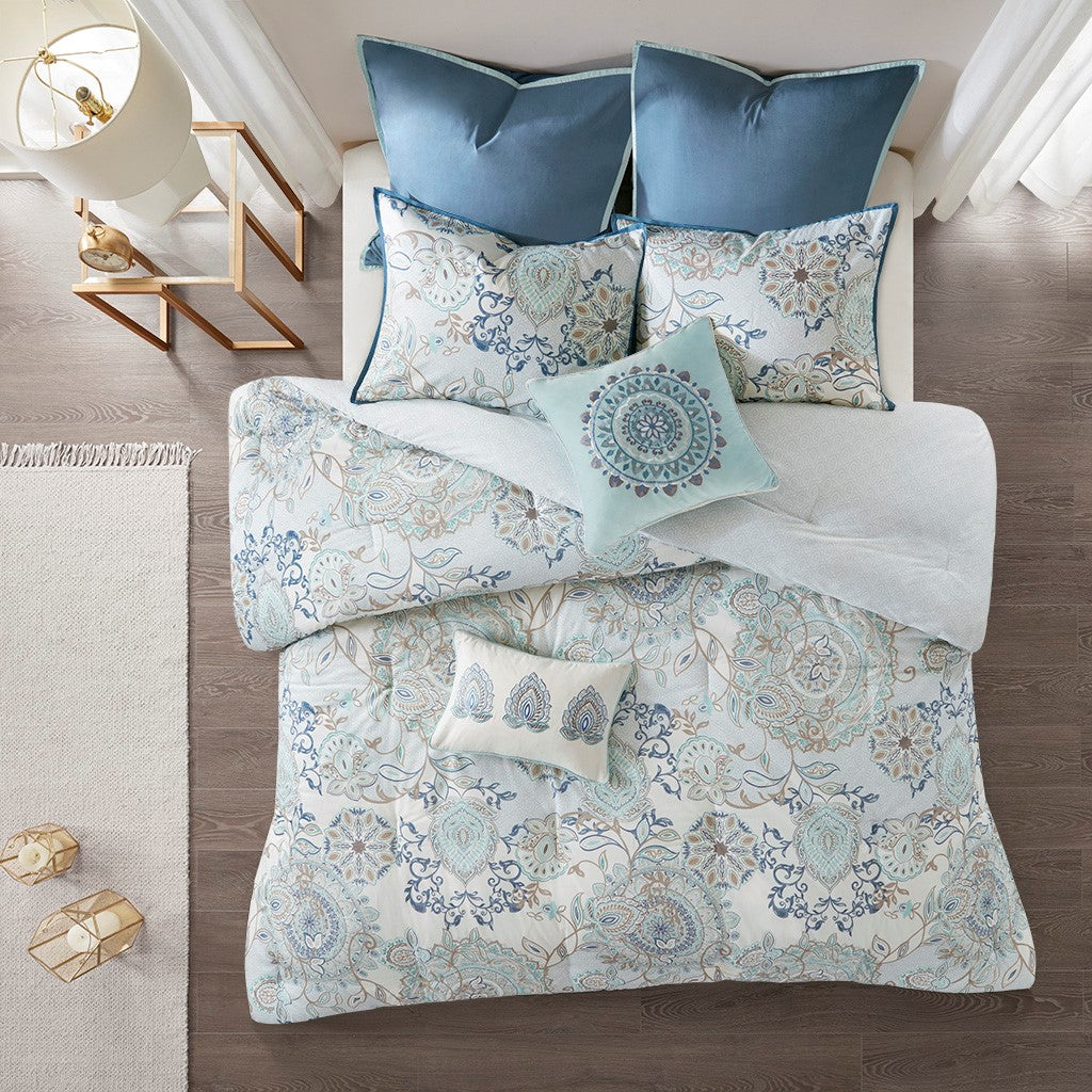 Floral Desing 8-Piece Comforter Set Comforter Sets By JLA HOME/Olliix (E & E Co., Ltd)