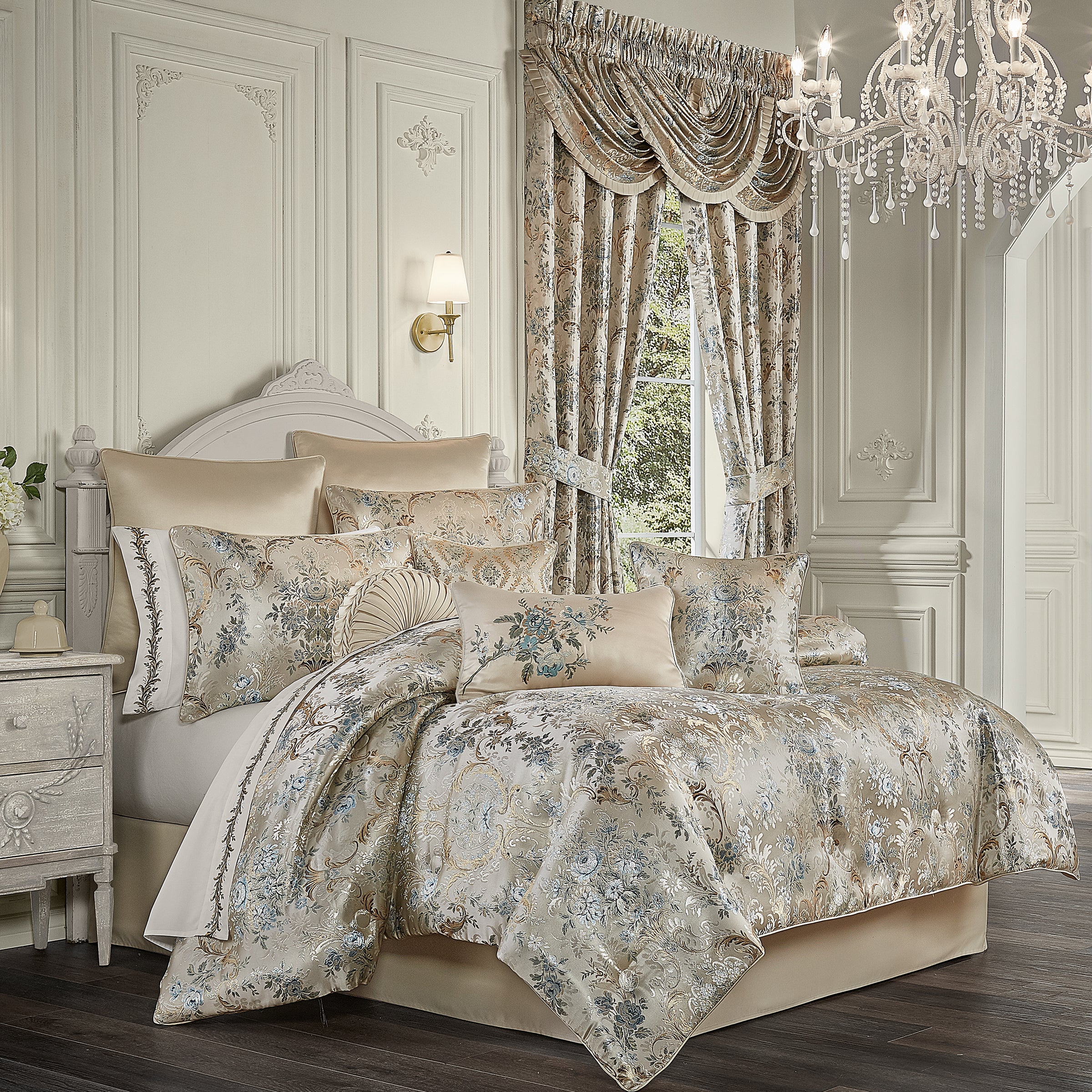 Jacqueline Teal 4-Piece Comforter Set By J Queen Comforter Sets By J. Queen New York
