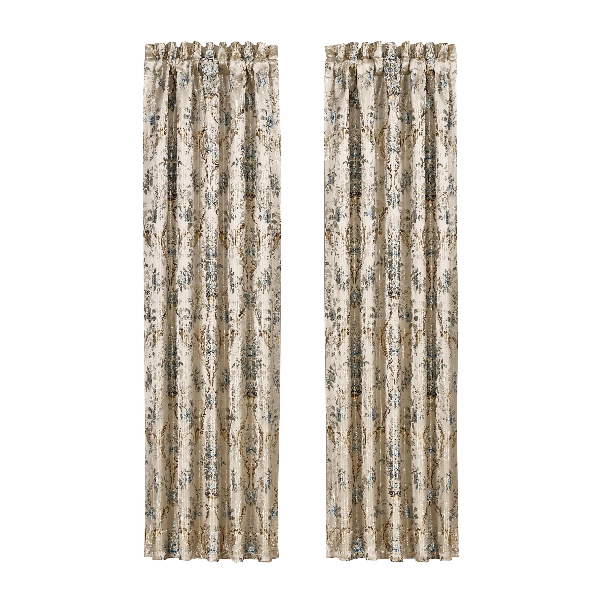 Jacqueline Teal Window Panel Pair (Set of 2) Window Panels By J. Queen New York