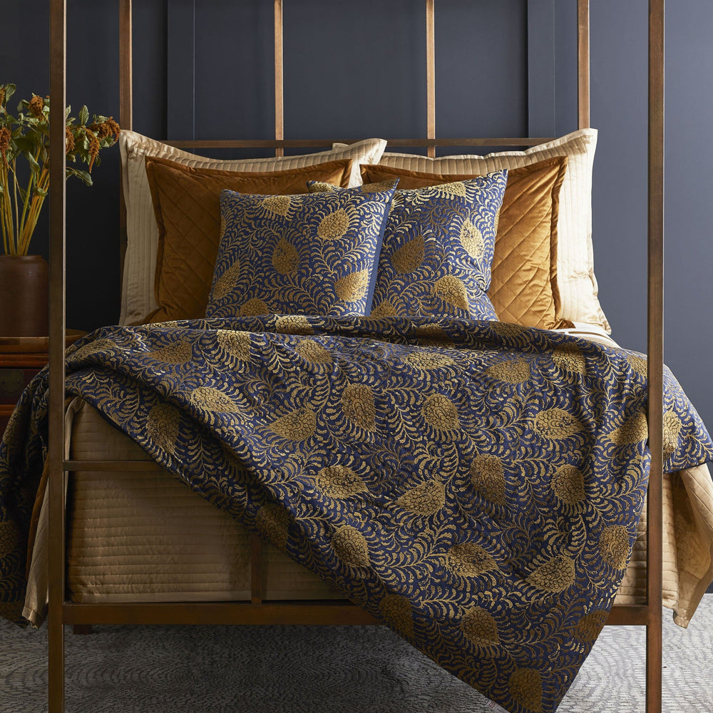 Kinrande Marine/Gold Throw Throw Pillows By Ann Gish