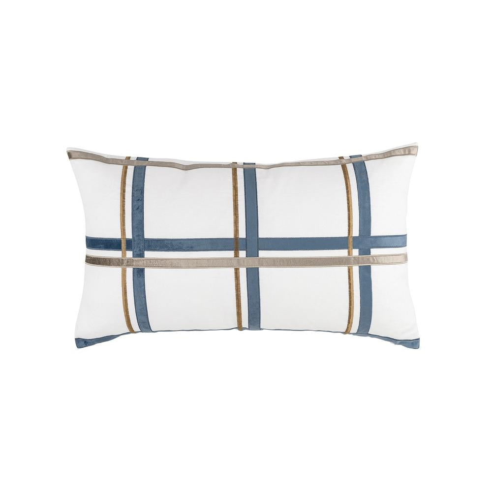 Oliver White Smoky Blue Fawn Rectangle Decorative Throw Pillow 30" x 18" Throw Pillows By Lili Alessandra